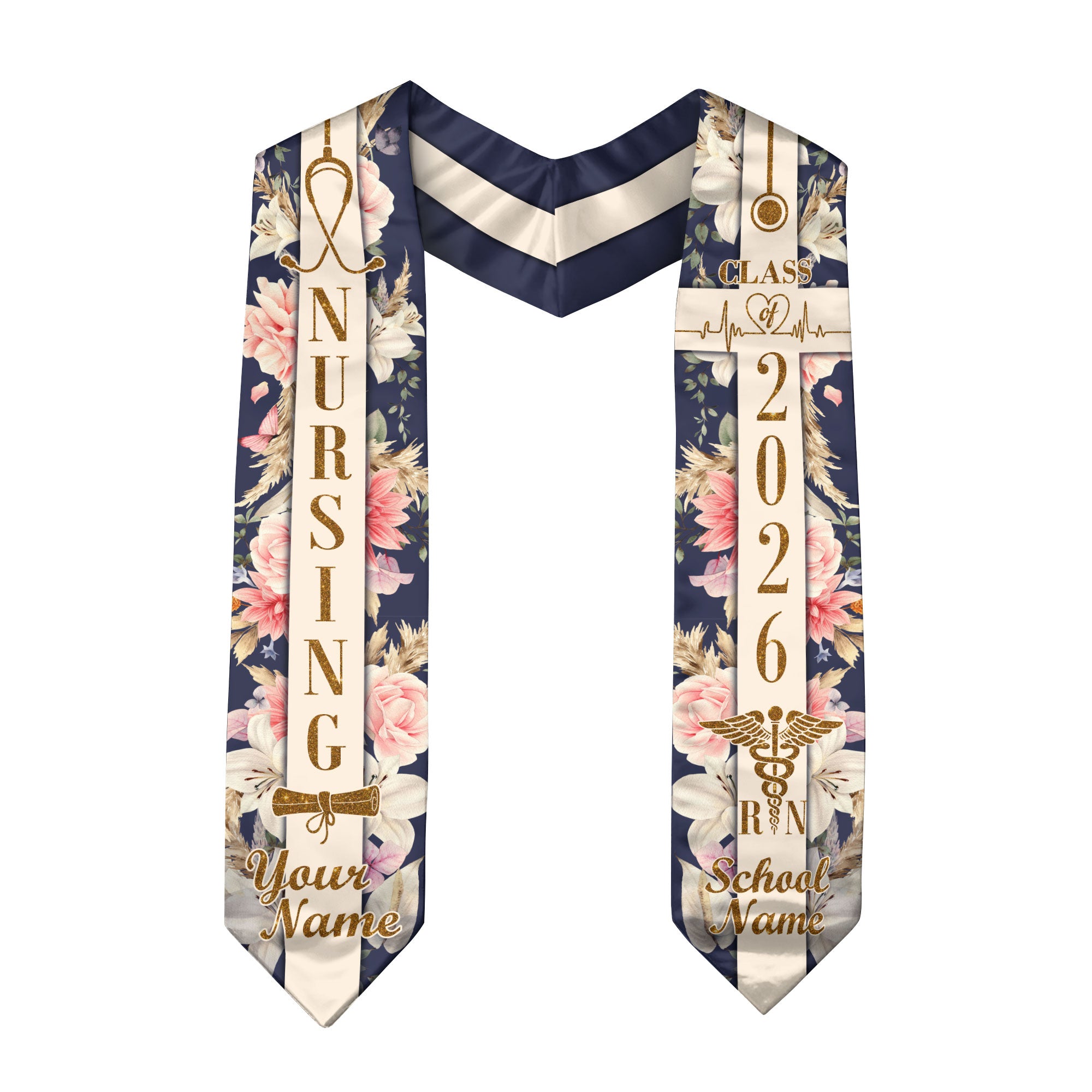 Customized RN Graduation Stole for Nursing Students, BSN Nurse Graduation Sash 2026