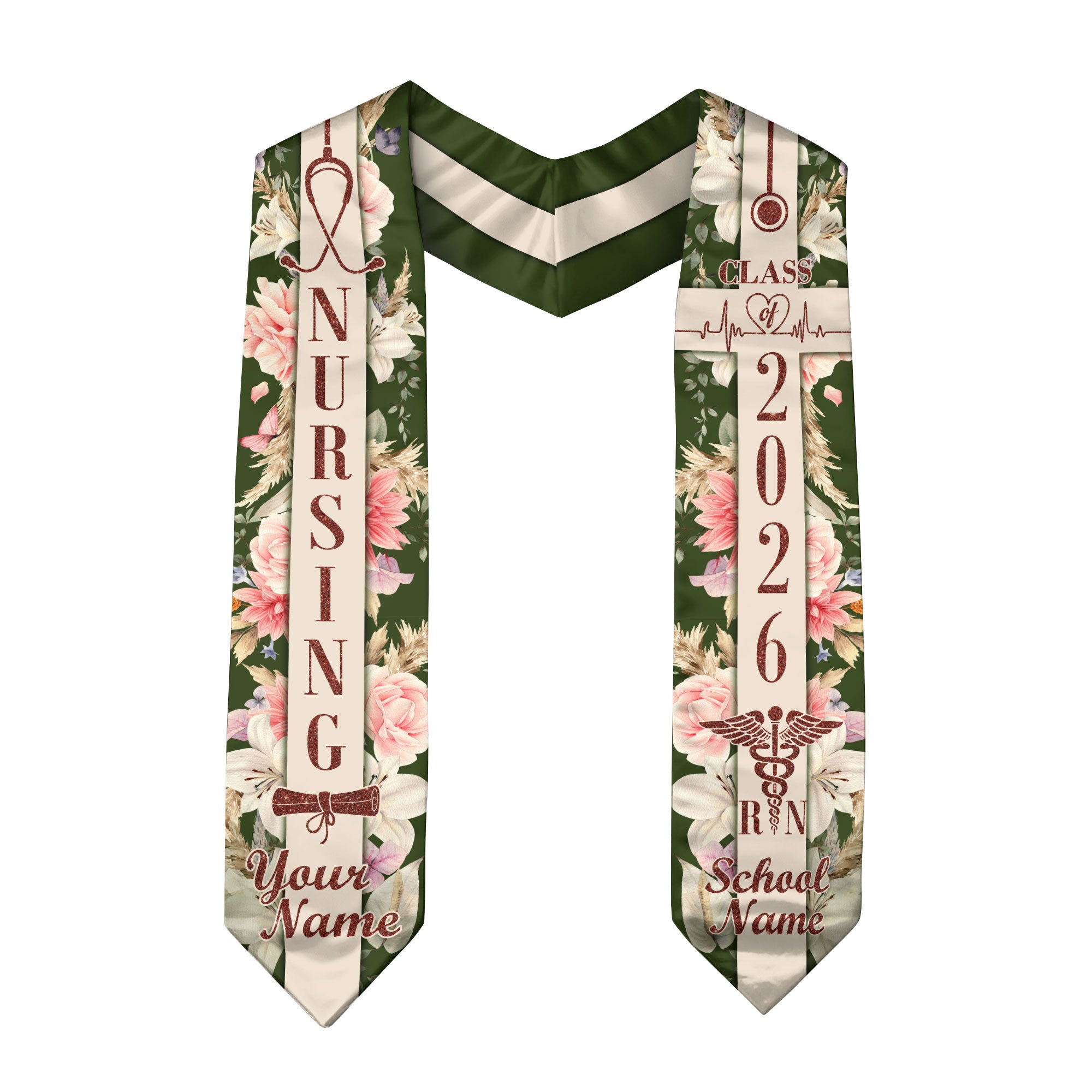 Customized RN Graduation Stole for Nursing Students, BSN Nurse Graduation Sash 2026