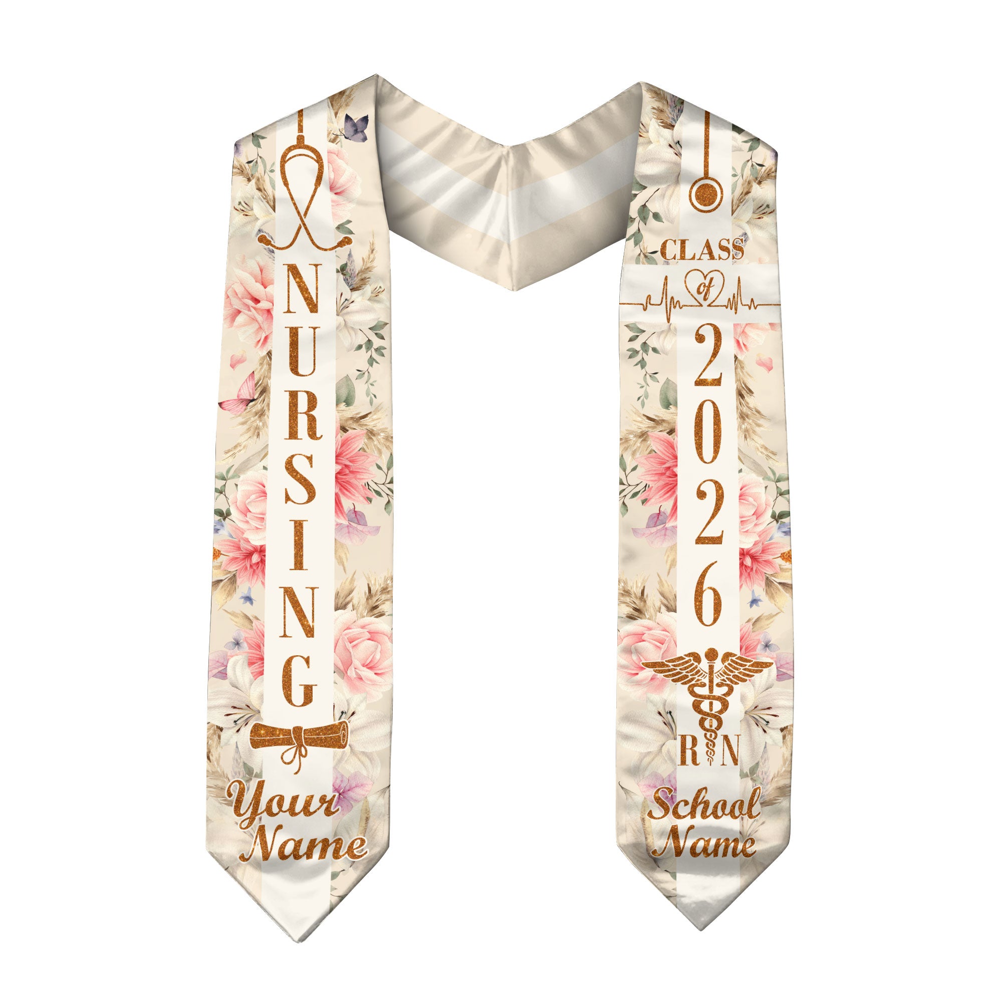 Customized RN Graduation Stole for Nursing Students, BSN Nurse Graduation Sash 2026