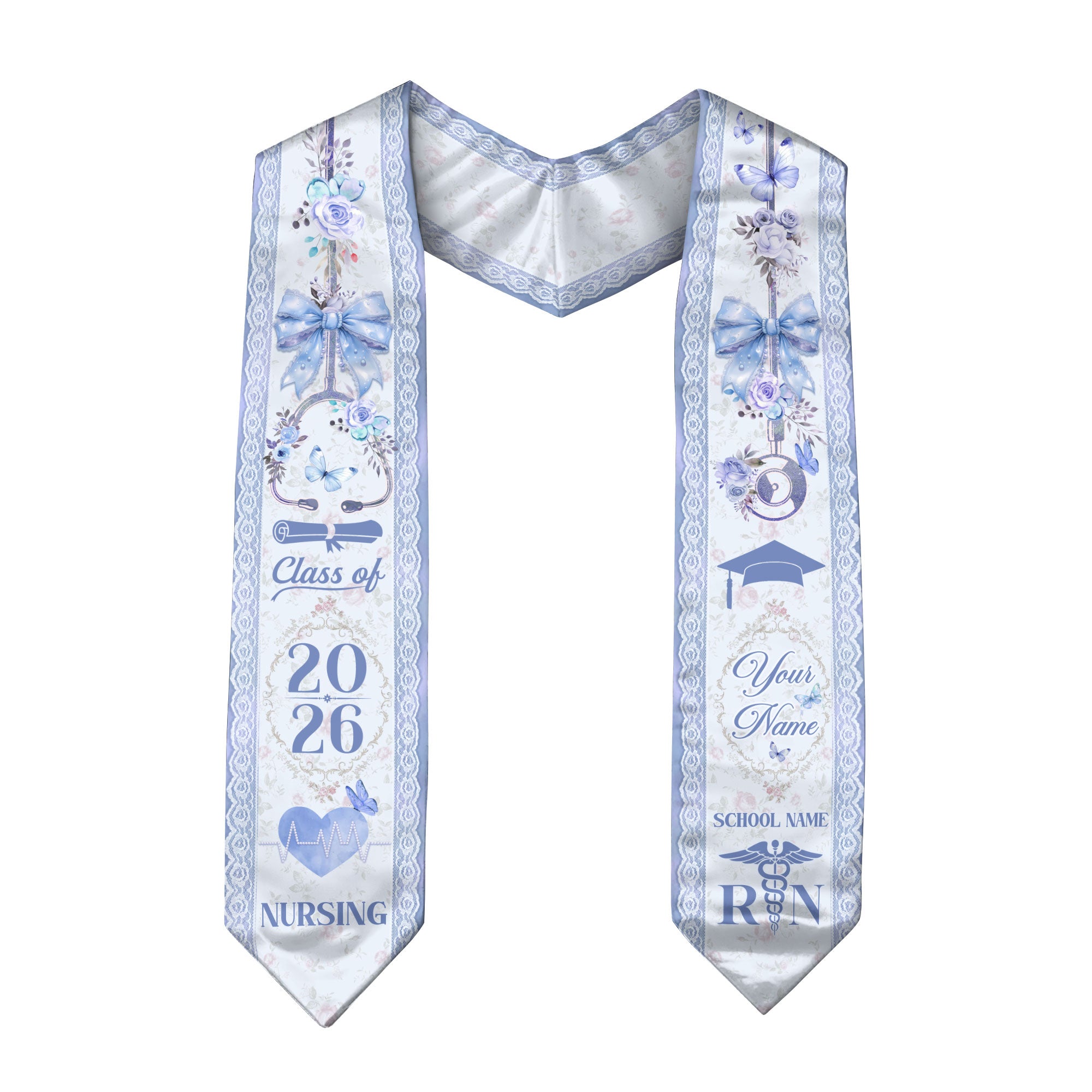 Customized RN Graduation Stole for Nurses, Professional Nursing Ceremony Sash Celebrating Class of 2026