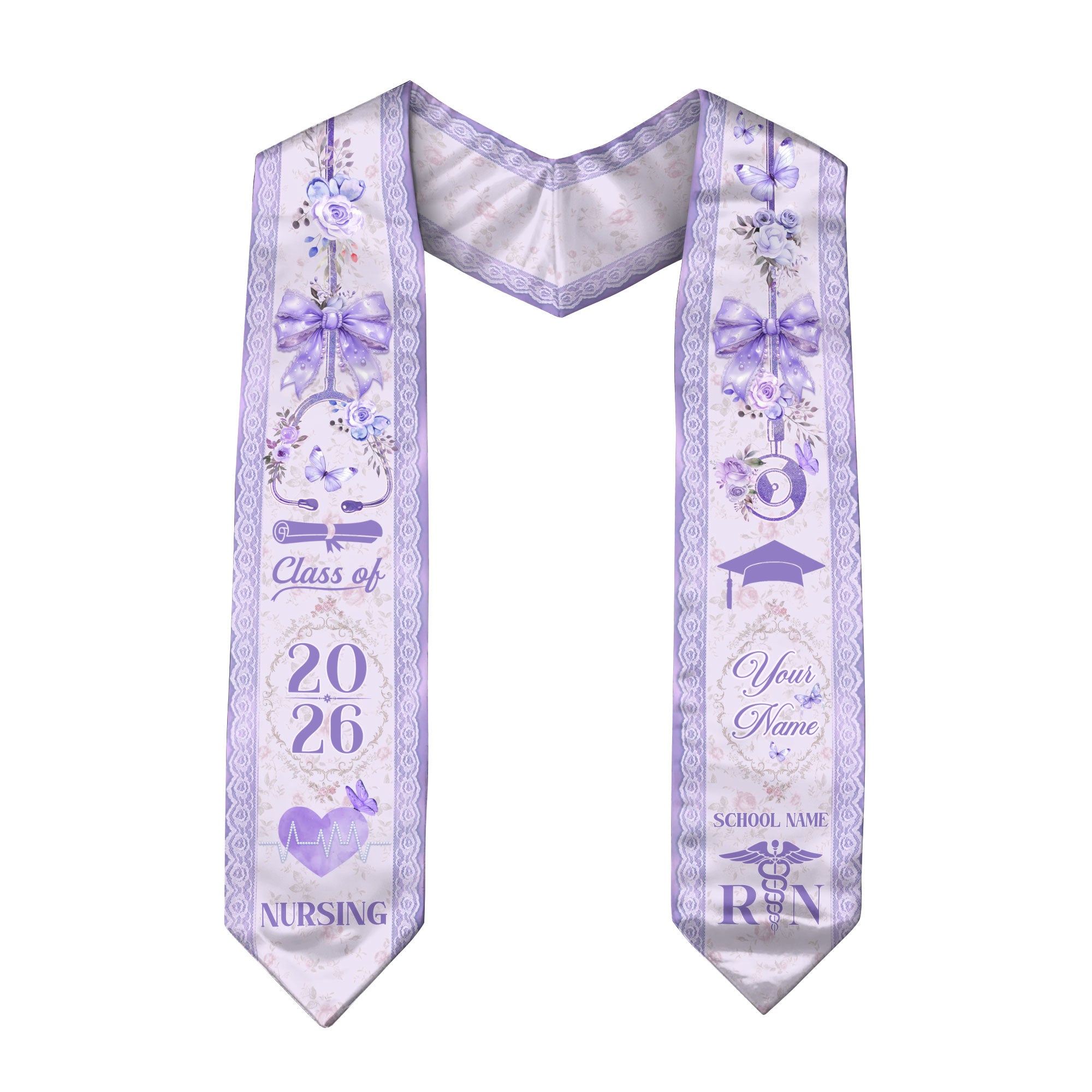 Customized RN Graduation Stole for Nurses, Professional Nursing Ceremony Sash Celebrating Class of 2026