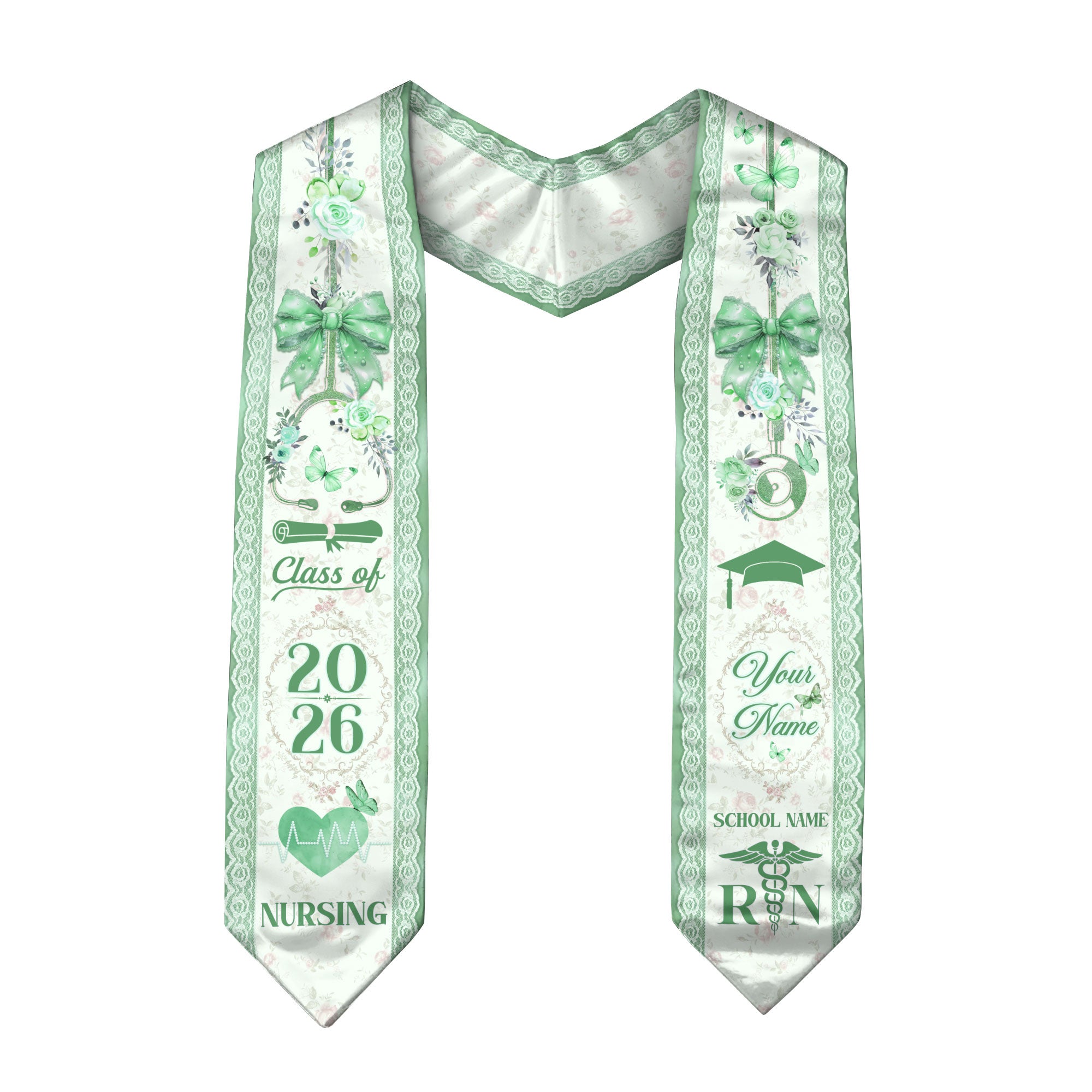 Customized RN Graduation Stole for Nurses, Professional Nursing Ceremony Sash Celebrating Class of 2026