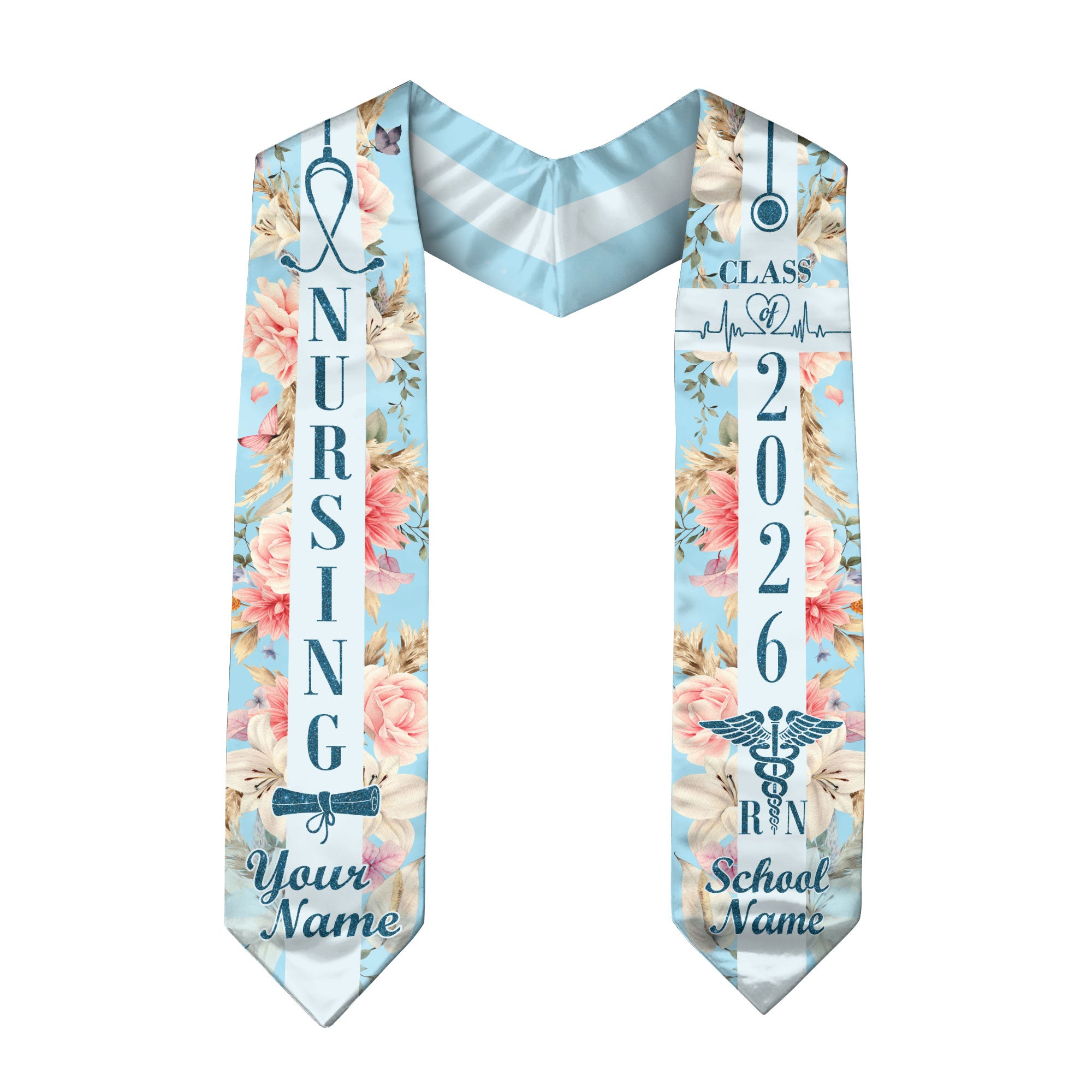 Customized RN Graduation Stole for Nursing Students, BSN Nurse Graduation Sash 2026