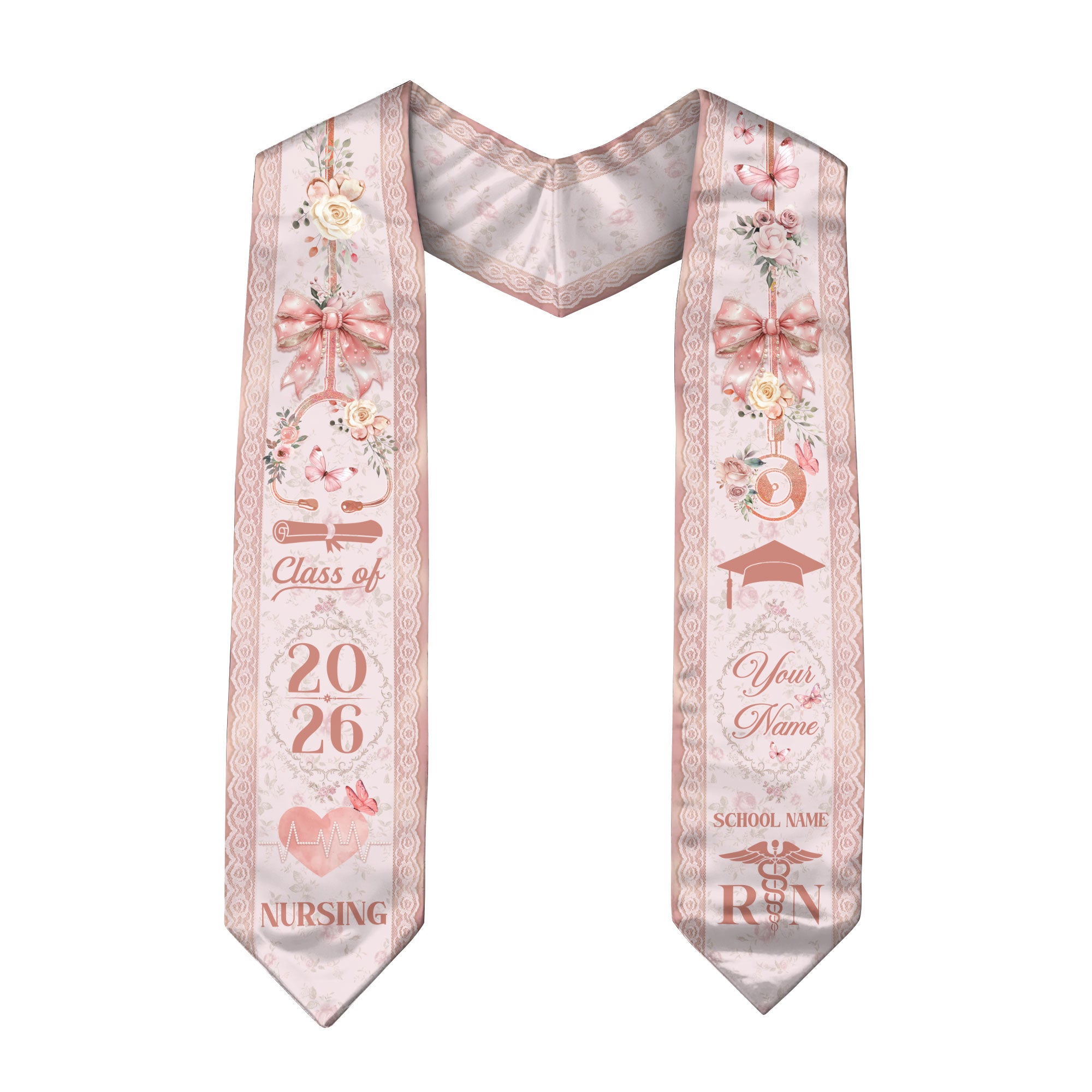Customized RN Graduation Stole for Nurses, Professional Nursing Ceremony Sash Celebrating Class of 2026