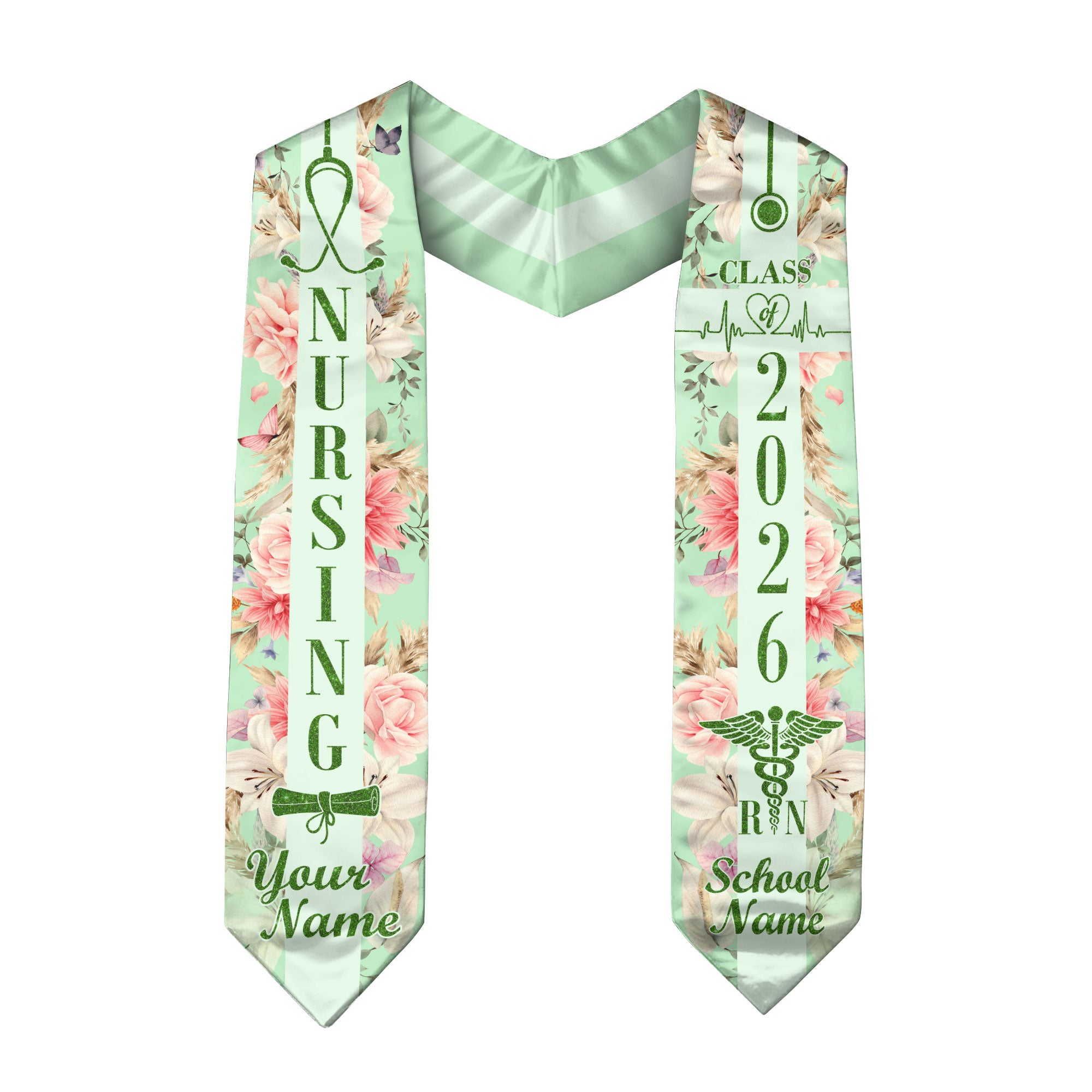 Customized RN Graduation Stole for Nursing Students, BSN Nurse Graduation Sash 2026