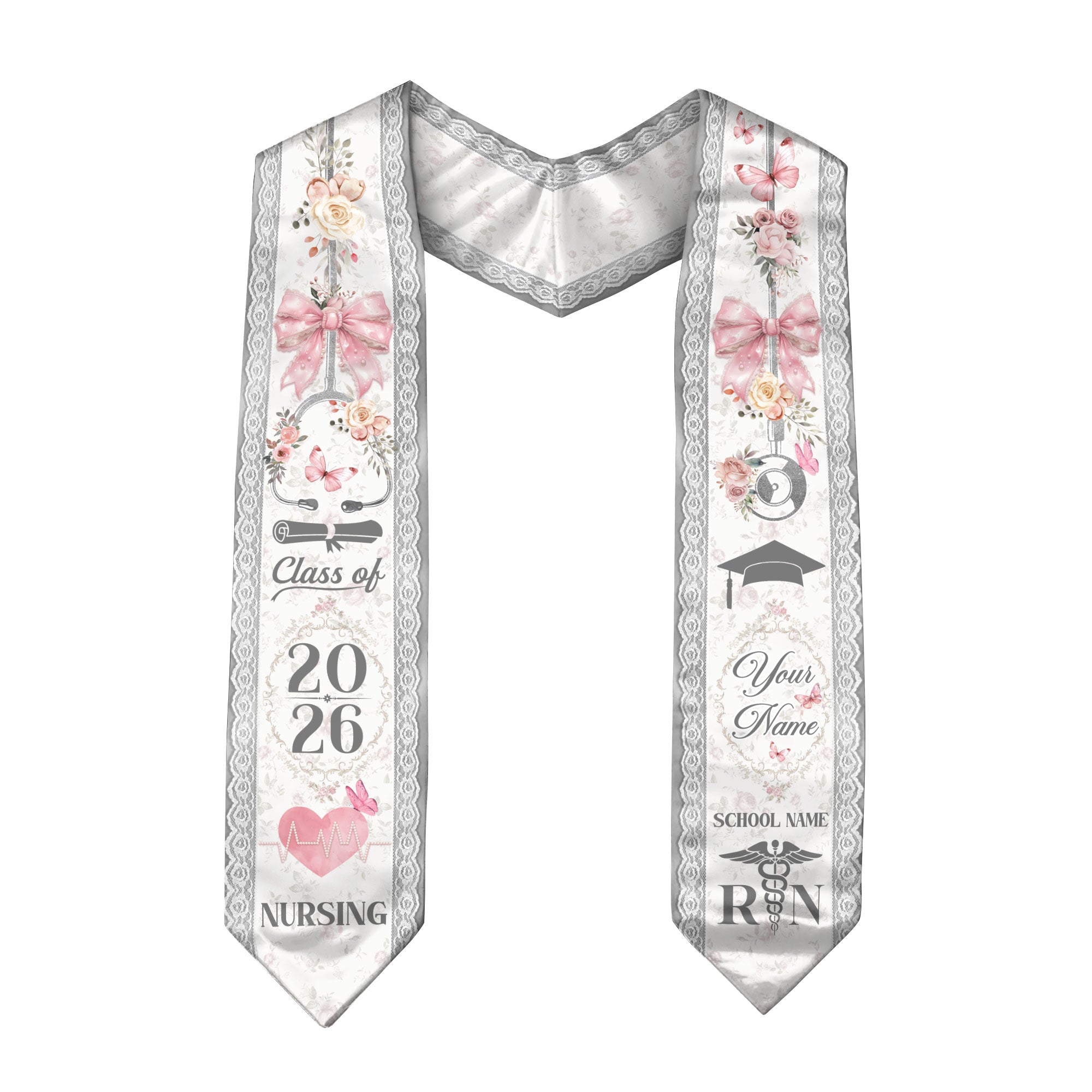 Customized RN Graduation Stole for Nurses, Professional Nursing Ceremony Sash Celebrating Class of 2026