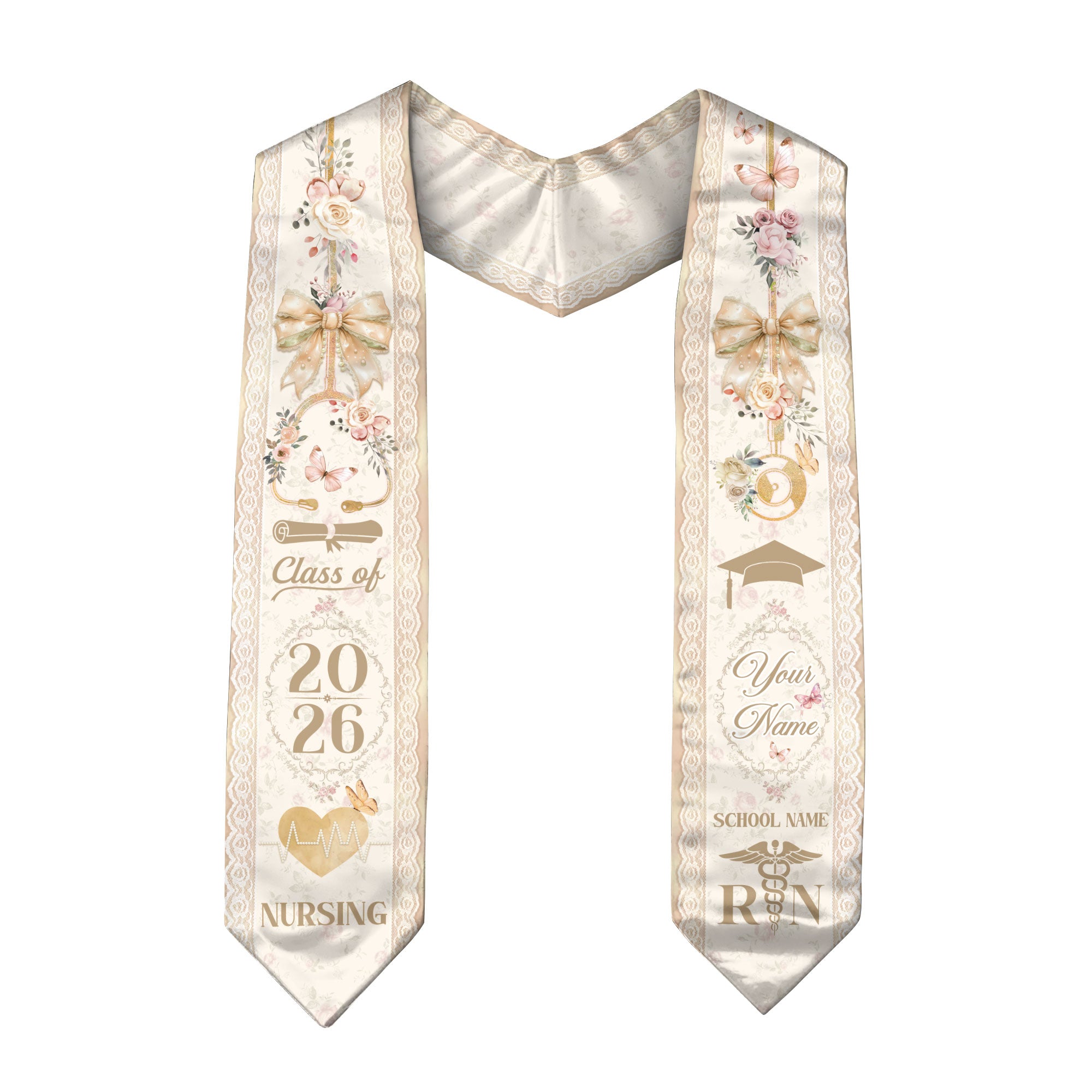 Customized RN Graduation Stole for Nurses, Professional Nursing Ceremony Sash Celebrating Class of 2026