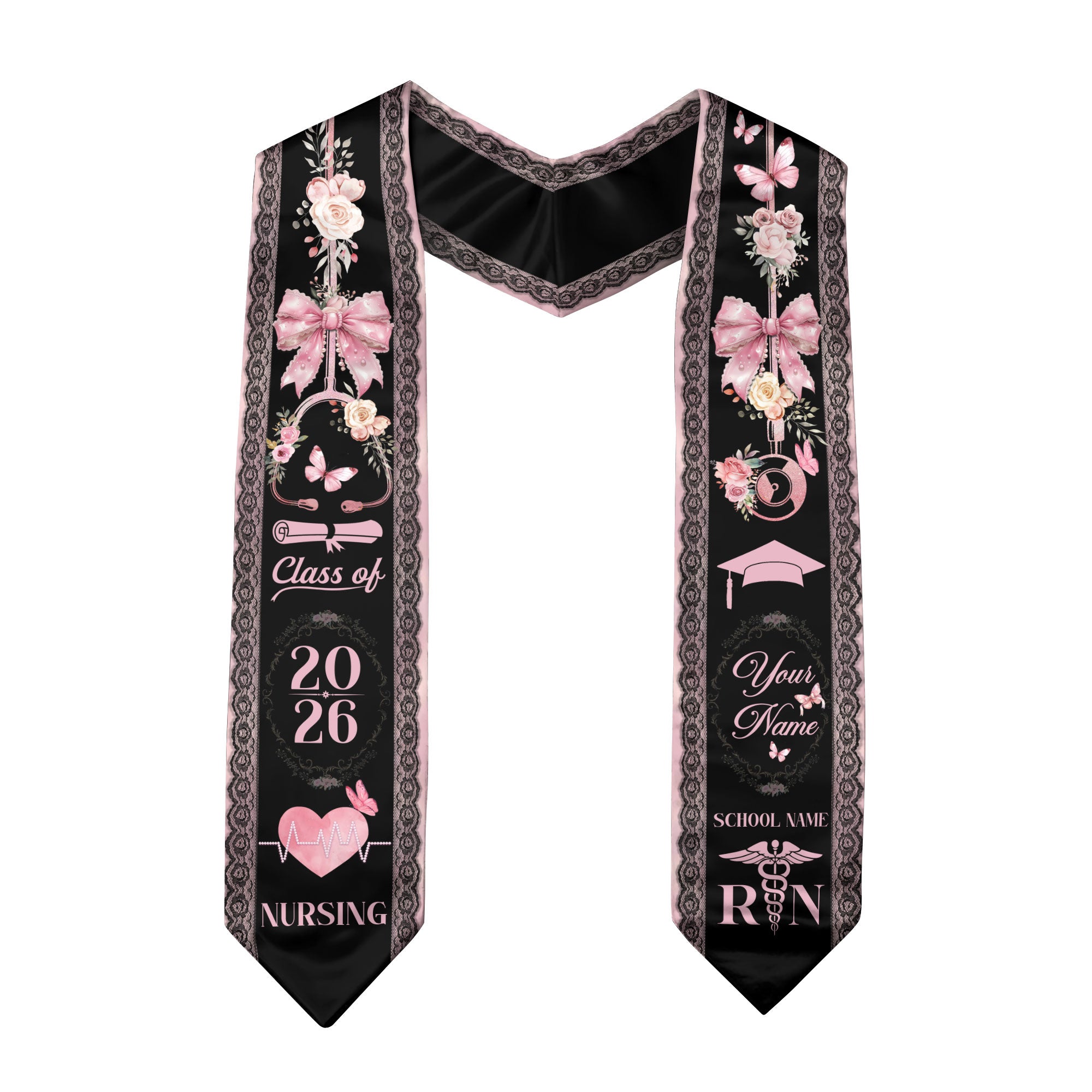 Customized RN Graduation Stole for Nurses, Professional Nursing Ceremony Sash Celebrating Class of 2026