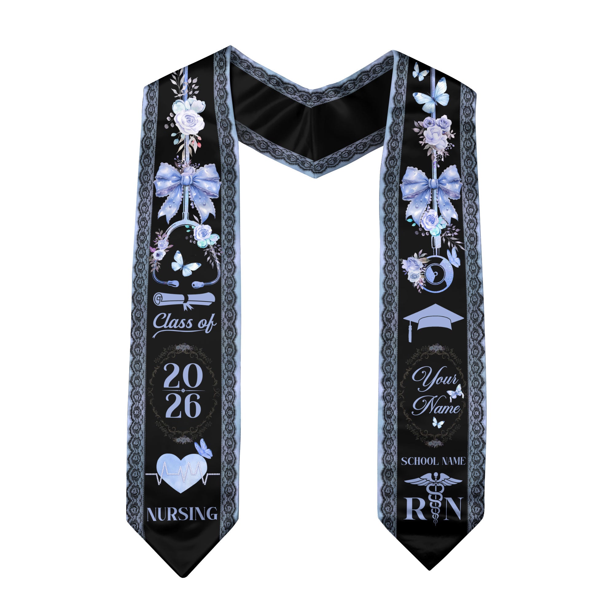 Customized RN Graduation Stole for Nurses, Professional Nursing Ceremony Sash Celebrating Class of 2026
