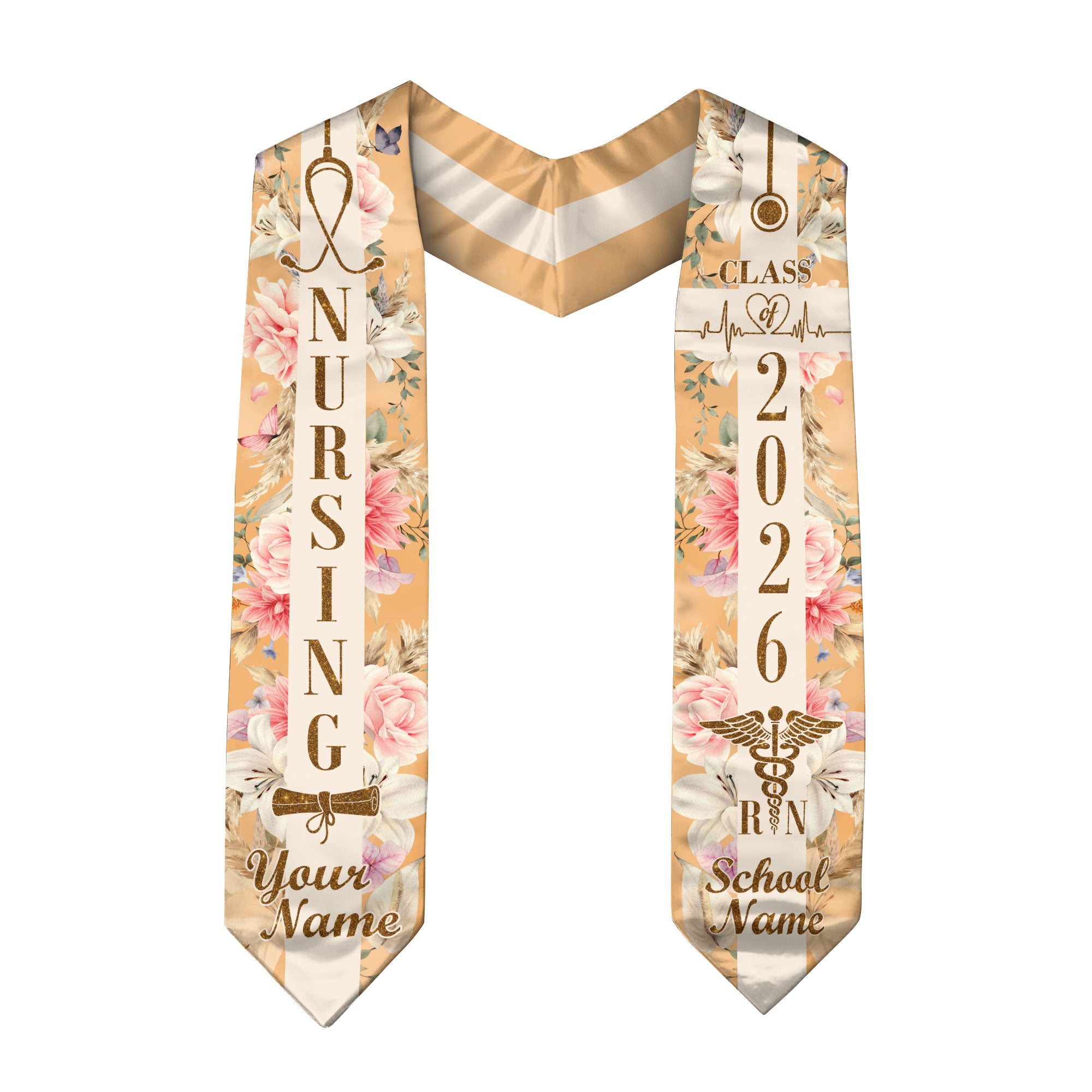 Customized RN Graduation Stole for Nursing Students, BSN Nurse Graduation Sash 2026