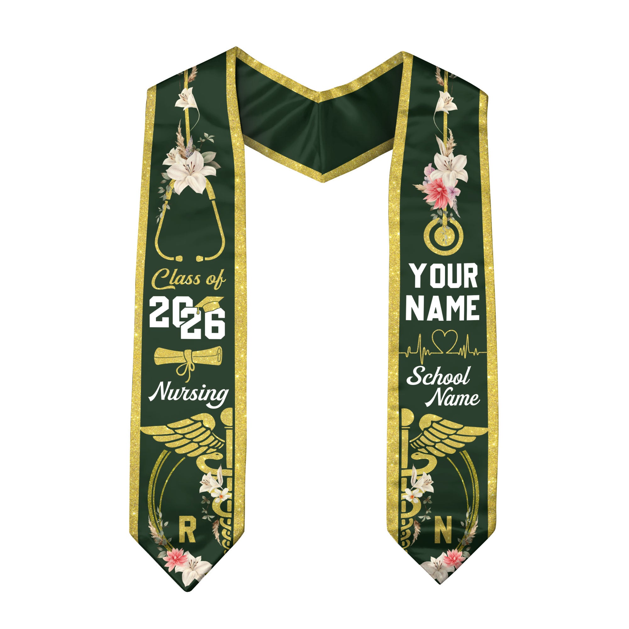 Customized Nursing Graduation Stole for RN Graduates, Professional BSN Sash Class of 2026