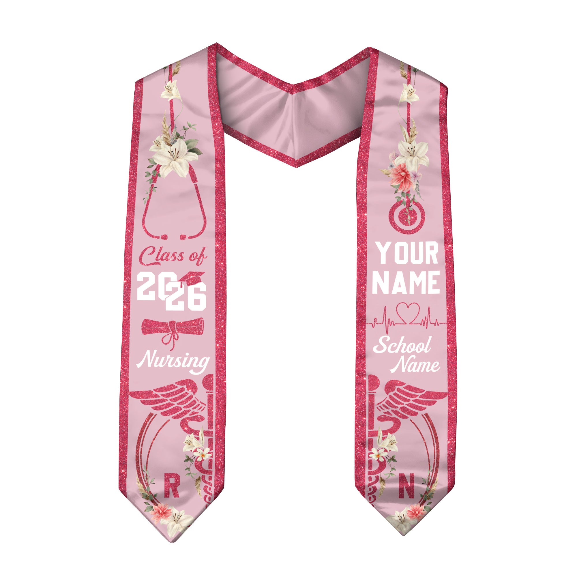 Customized Nursing Graduation Stole for RN Graduates, Professional BSN Sash Class of 2026