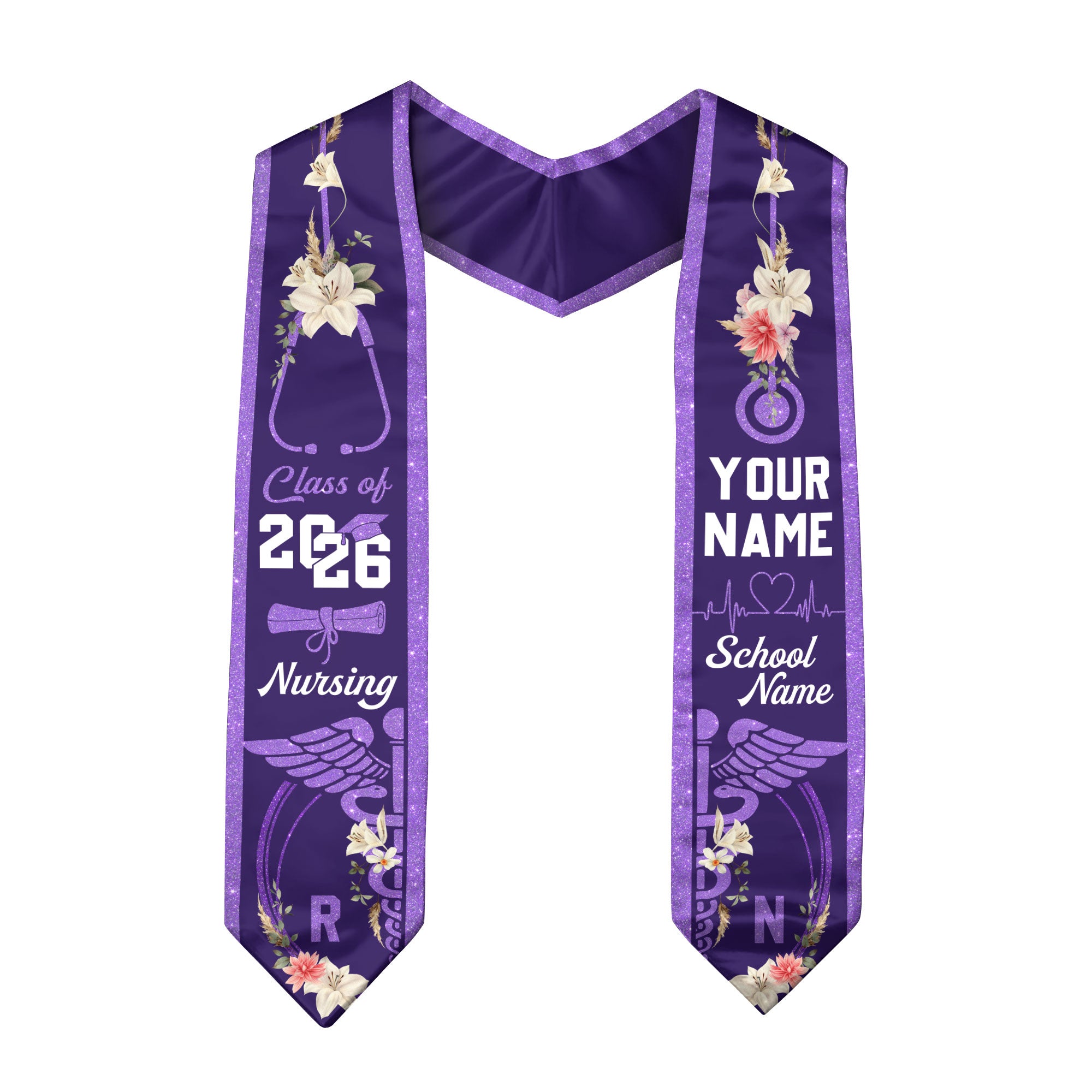 Customized Nursing Graduation Stole for RN Graduates, Professional BSN Sash Class of 2026