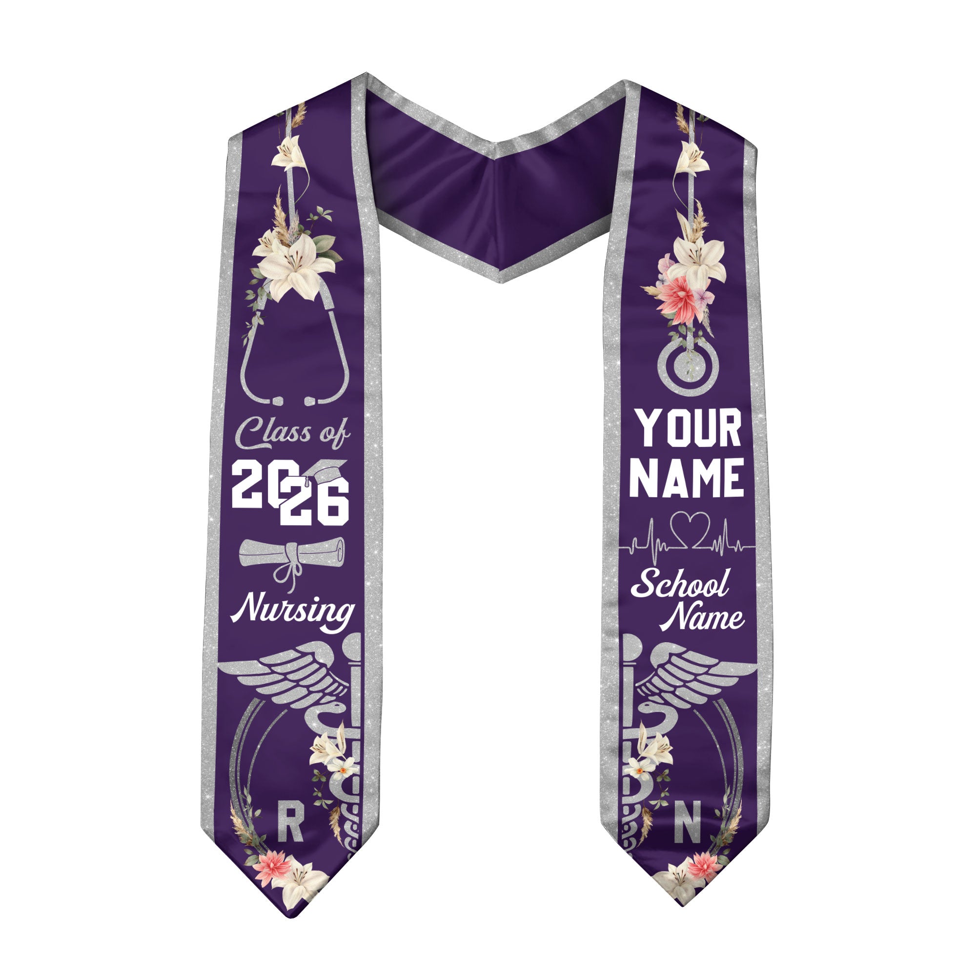 Customized Nursing Graduation Stole for RN Graduates, Professional BSN Sash Class of 2026