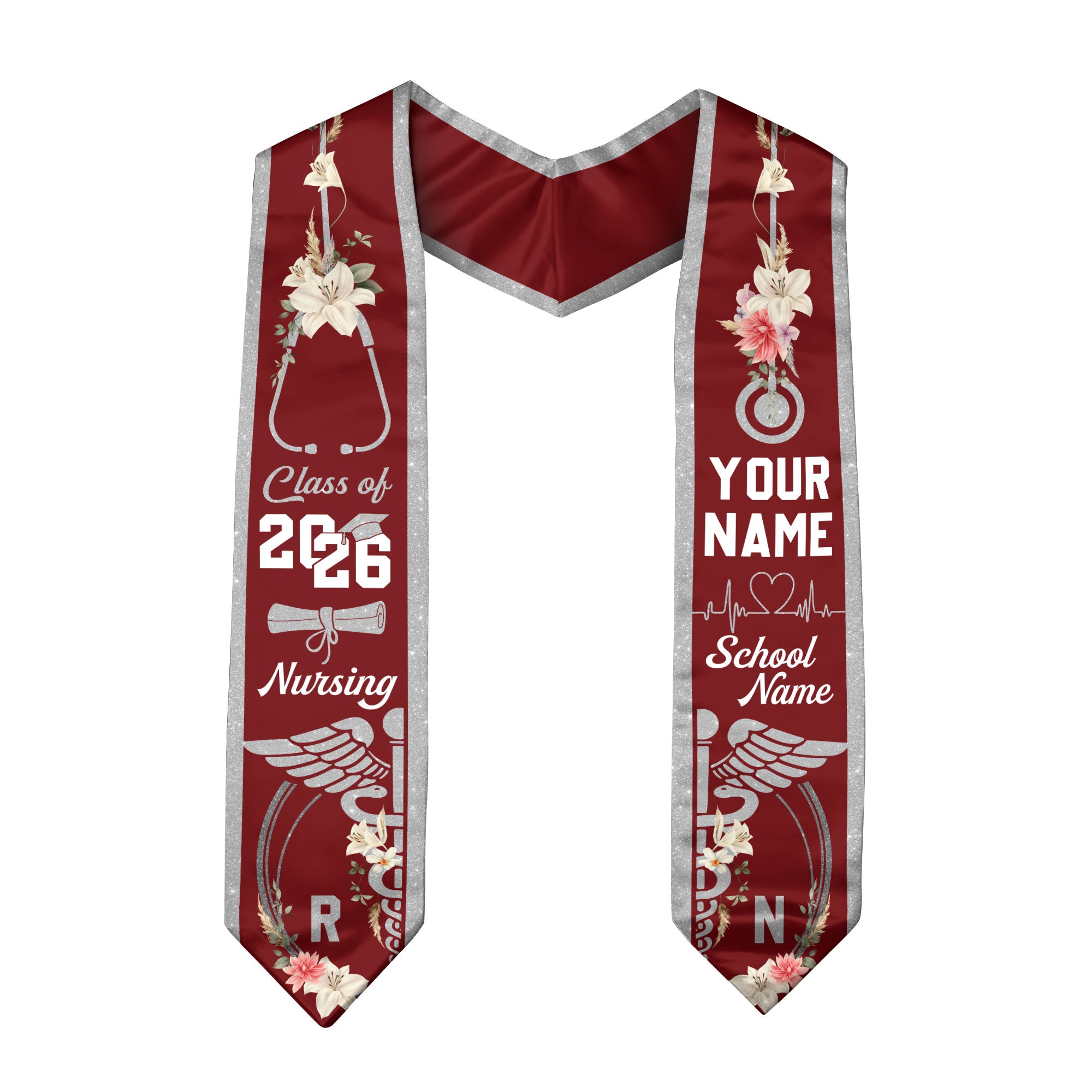 Customized Nursing Graduation Stole for RN Graduates, Professional BSN Sash Class of 2026