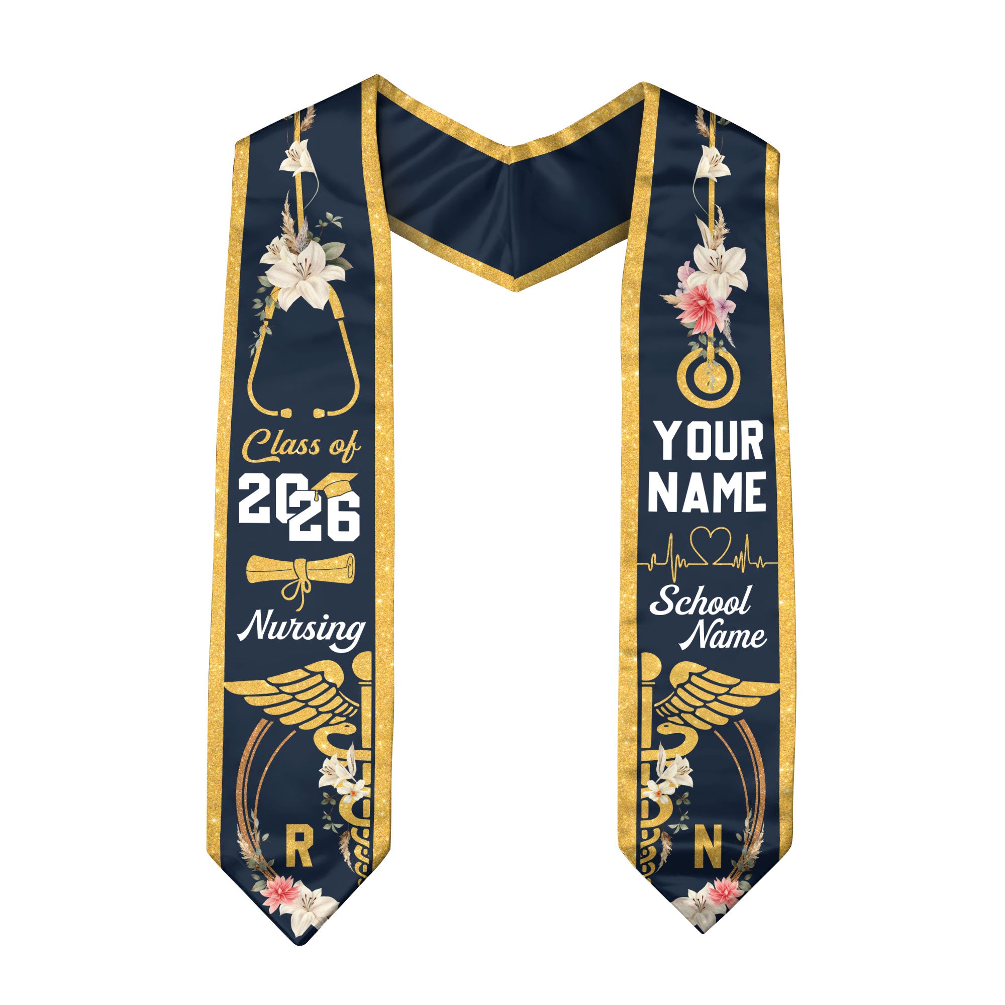 Customized Nursing Graduation Stole for RN Graduates, Professional BSN Sash Class of 2026