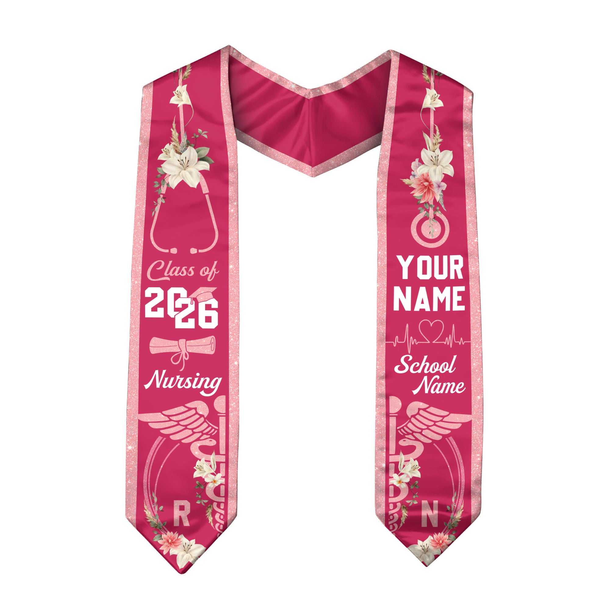 Customized Nursing Graduation Stole for RN Graduates, Professional BSN Sash Class of 2026