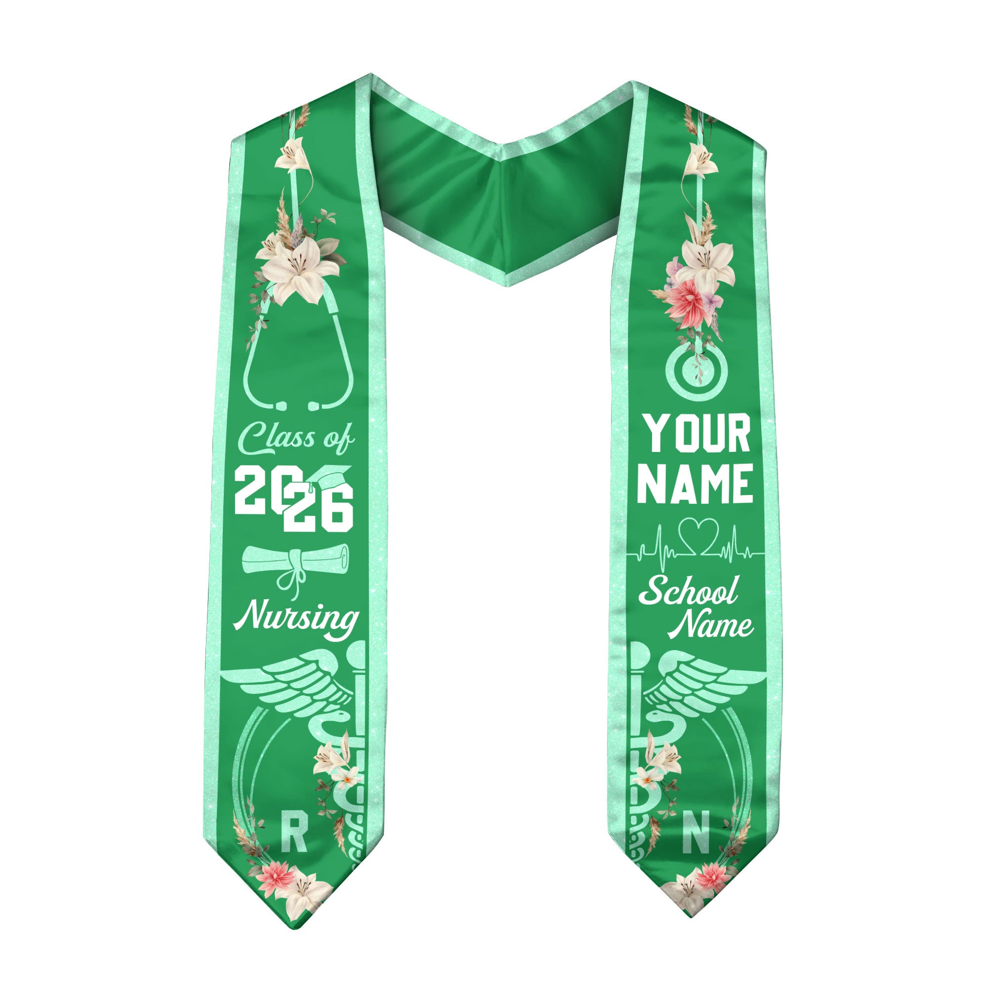 Customized Nursing Graduation Stole for RN Graduates, Professional BSN Sash Class of 2026