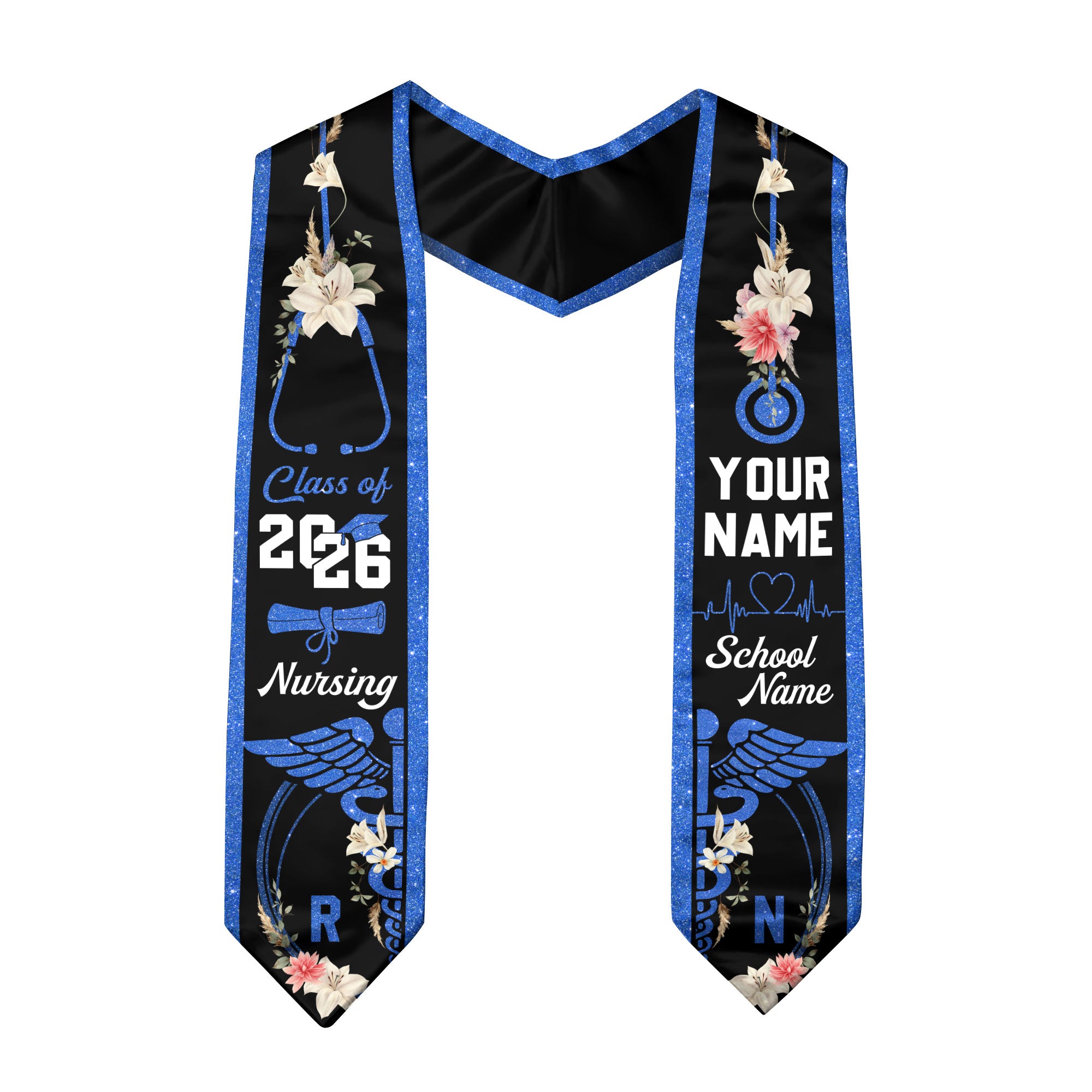 Customized Nursing Graduation Stole for RN Graduates, Professional BSN Sash Class of 2026