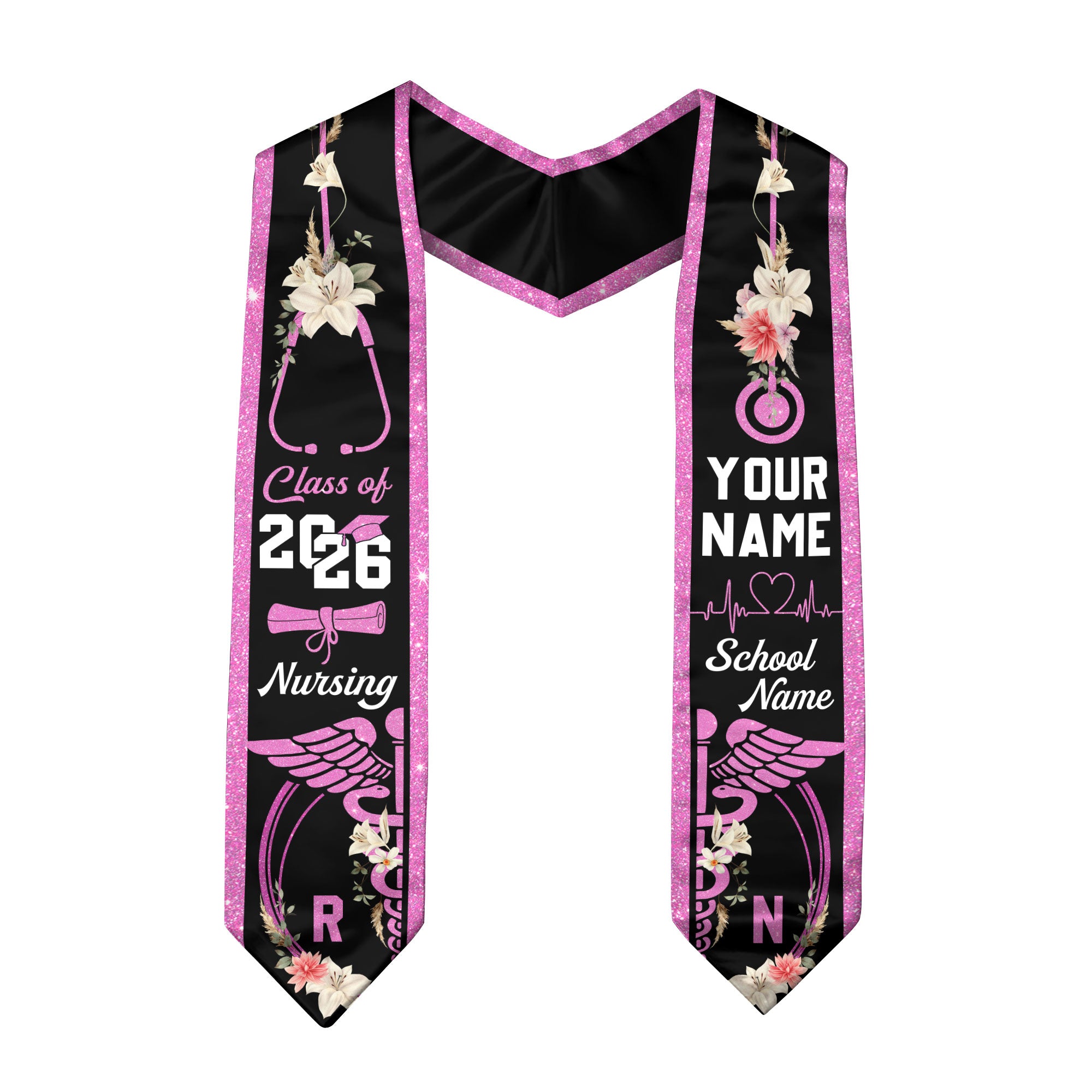 Customized Nursing Graduation Stole for RN Graduates, Professional BSN Sash Class of 2026