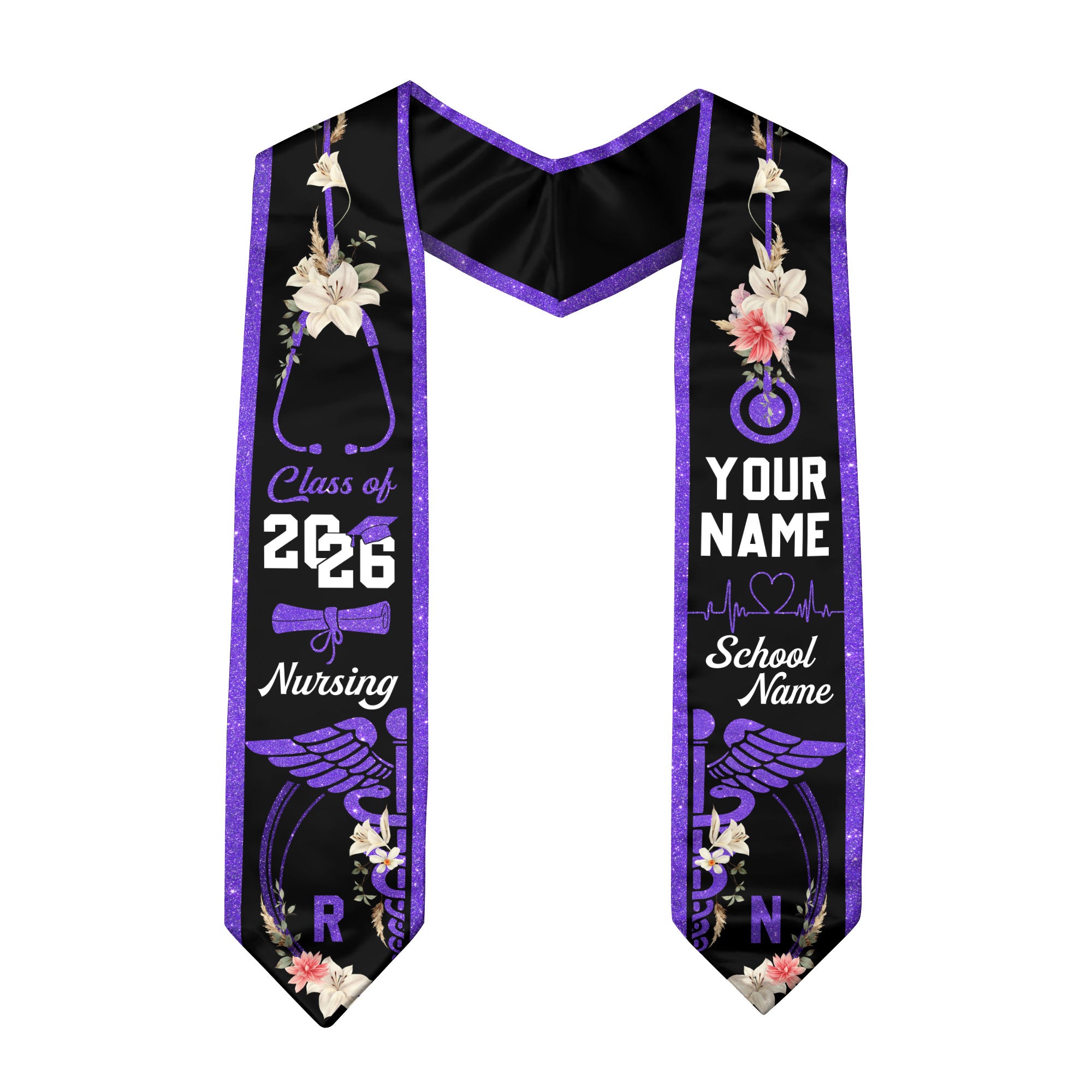 Customized Nursing Graduation Stole for RN Graduates, Professional BSN Sash Class of 2026