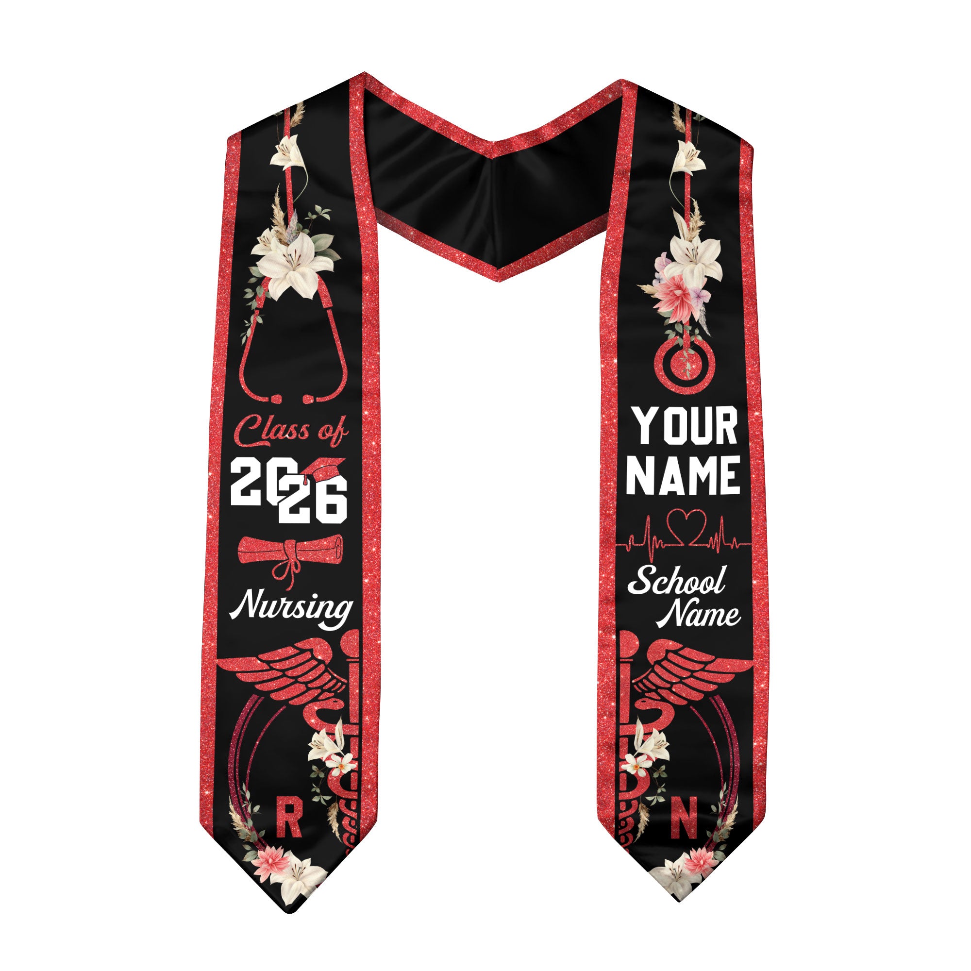 Customized Nursing Graduation Stole for RN Graduates, Professional BSN Sash Class of 2026