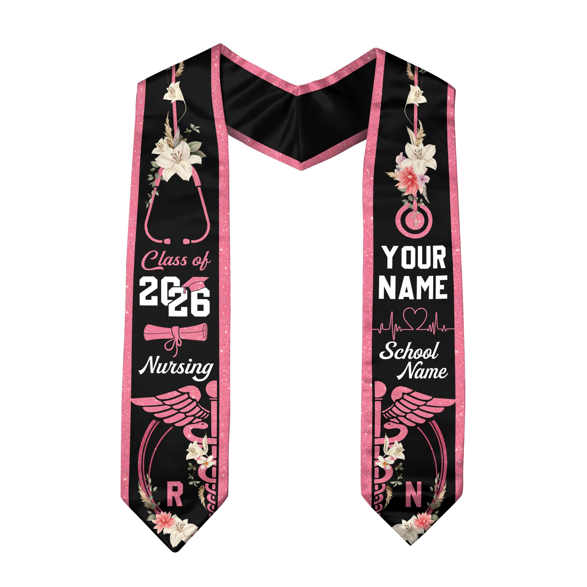 Customized Nursing Graduation Stole for RN Graduates, Professional BSN Sash Class of 2026