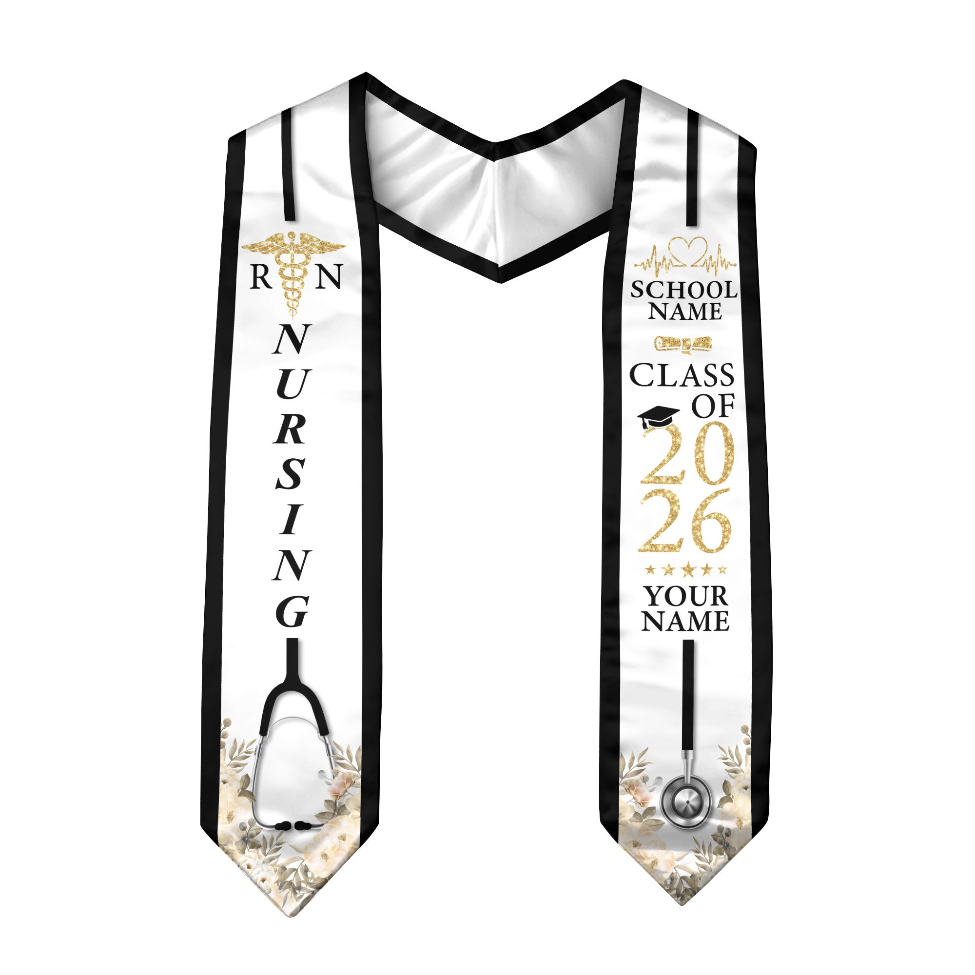 Customized Graduation Stole for Nursing Students, RN BSN Nurse Ceremony Sash for Class of 2026