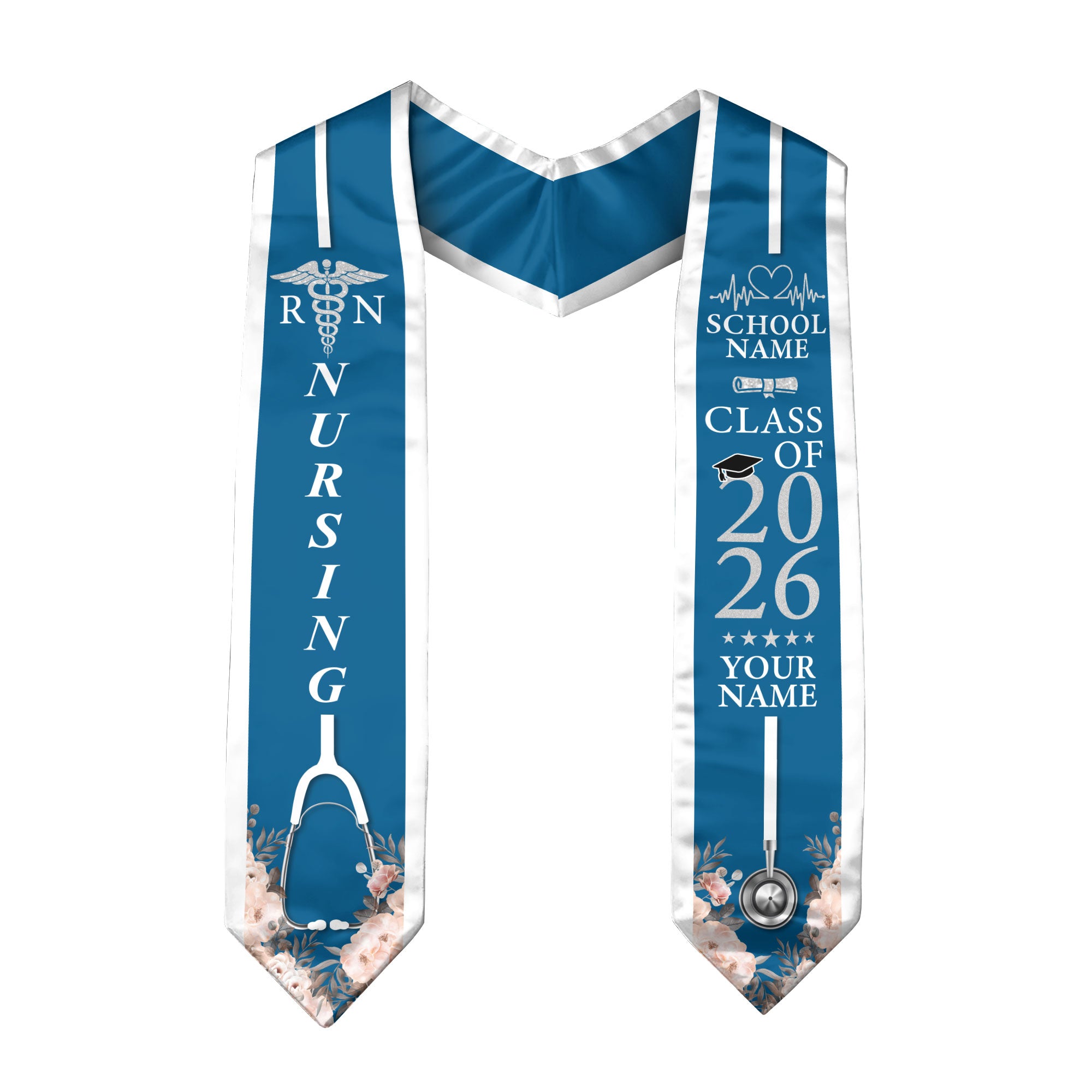 Customized Graduation Stole for Nursing Students, RN BSN Nurse Ceremony Sash for Class of 2026