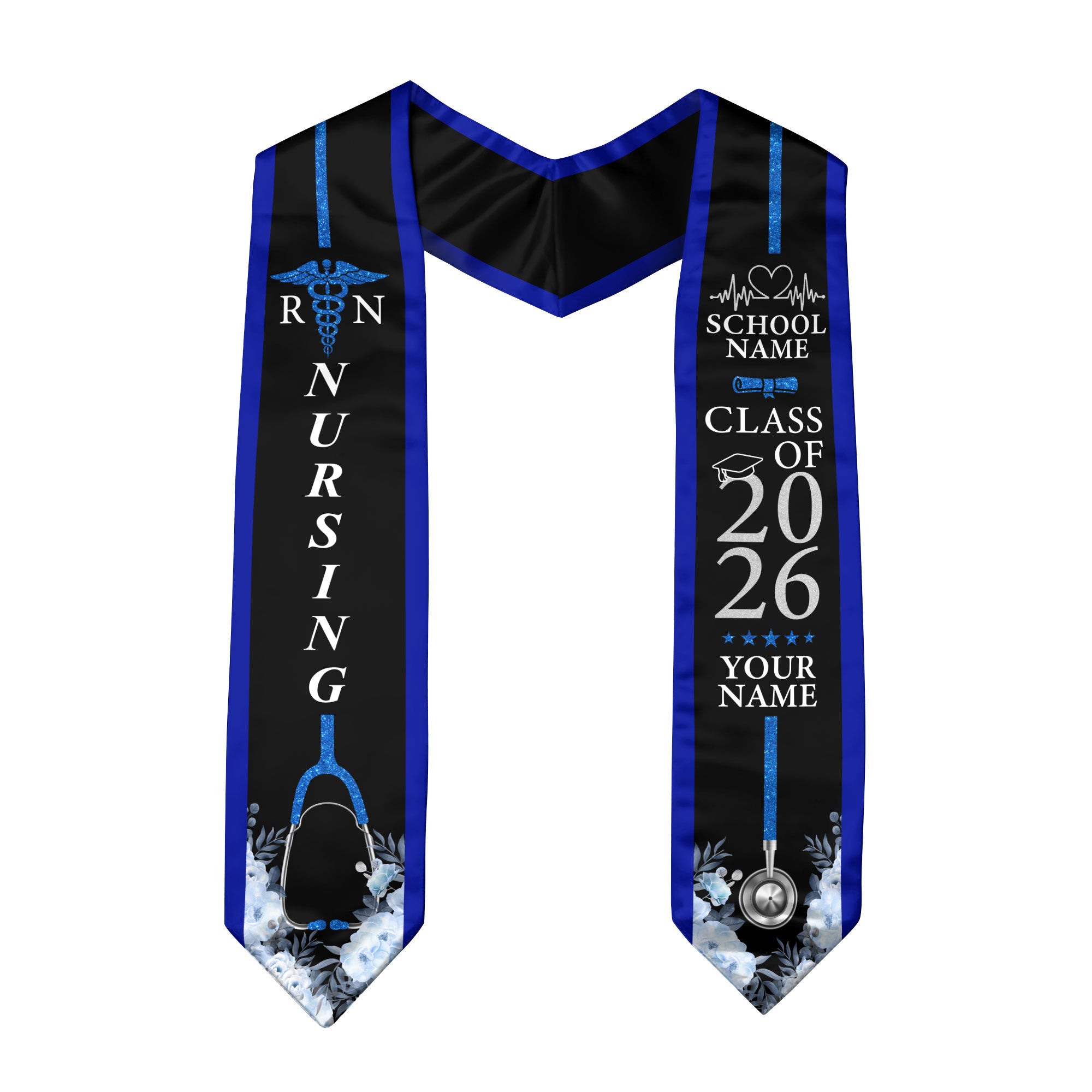 Customized Graduation Stole for Nursing Students, RN BSN Nurse Ceremony Sash for Class of 2026