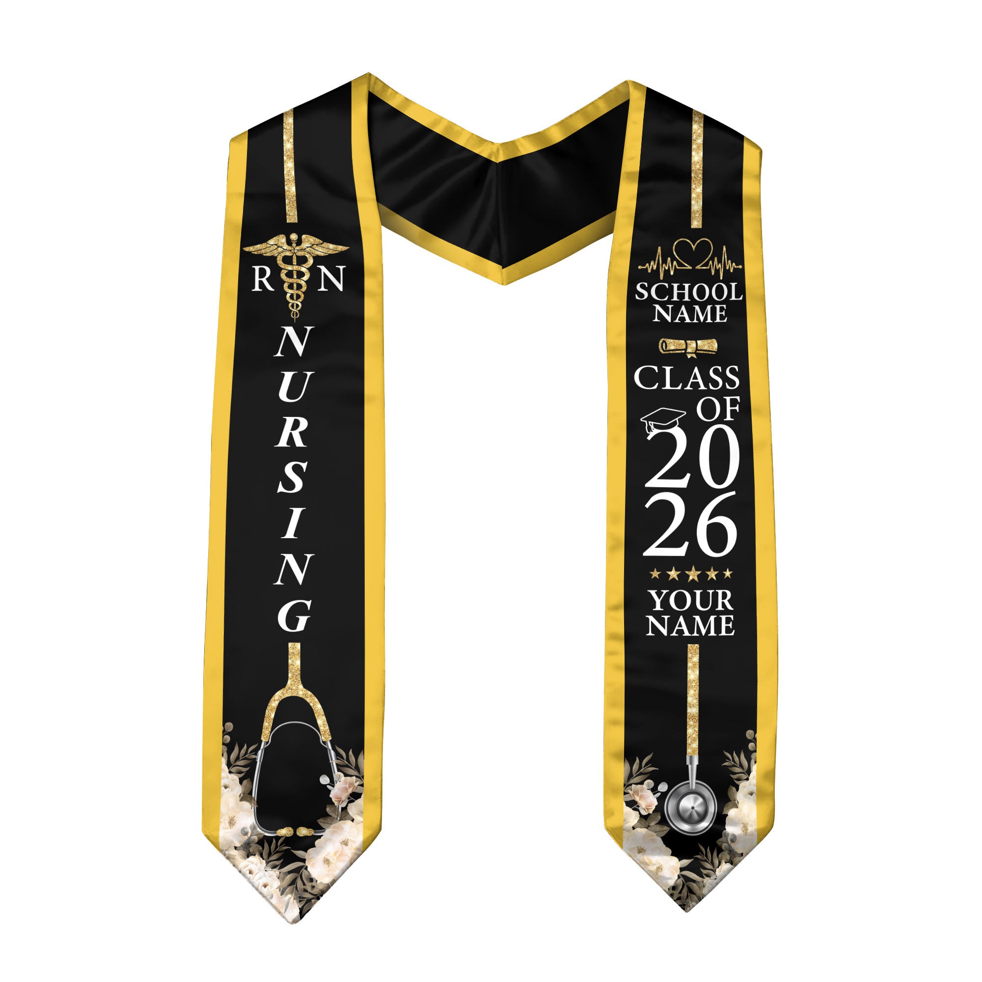 Customized Graduation Stole for Nursing Students, RN BSN Nurse Ceremony Sash for Class of 2026
