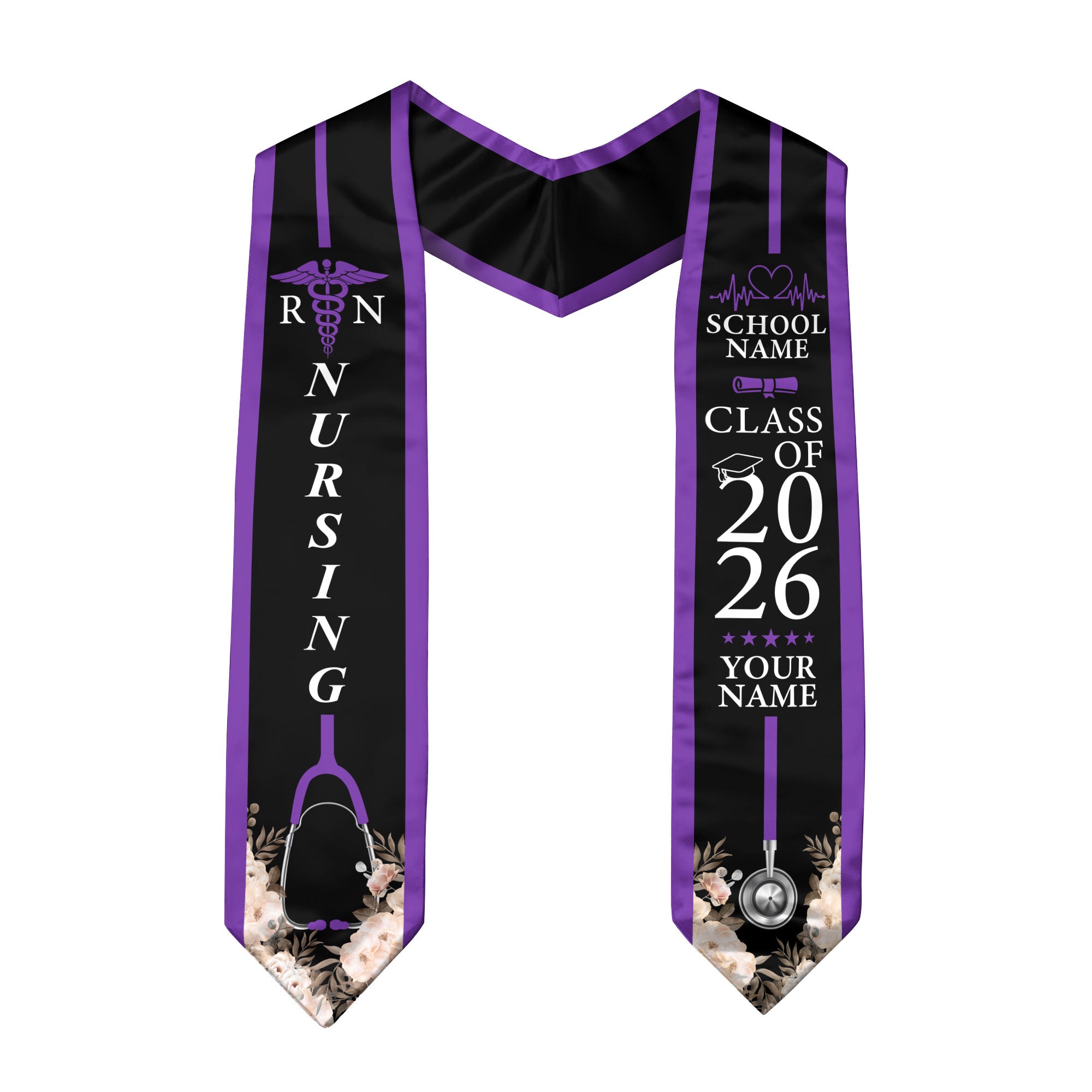 Customized Graduation Stole for Nursing Students, RN BSN Nurse Ceremony Sash for Class of 2026