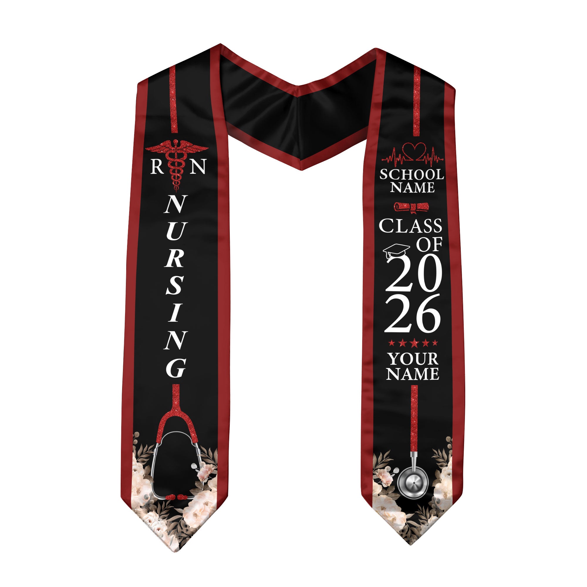 Customized Graduation Stole for Nursing Students, RN BSN Nurse Ceremony Sash for Class of 2026