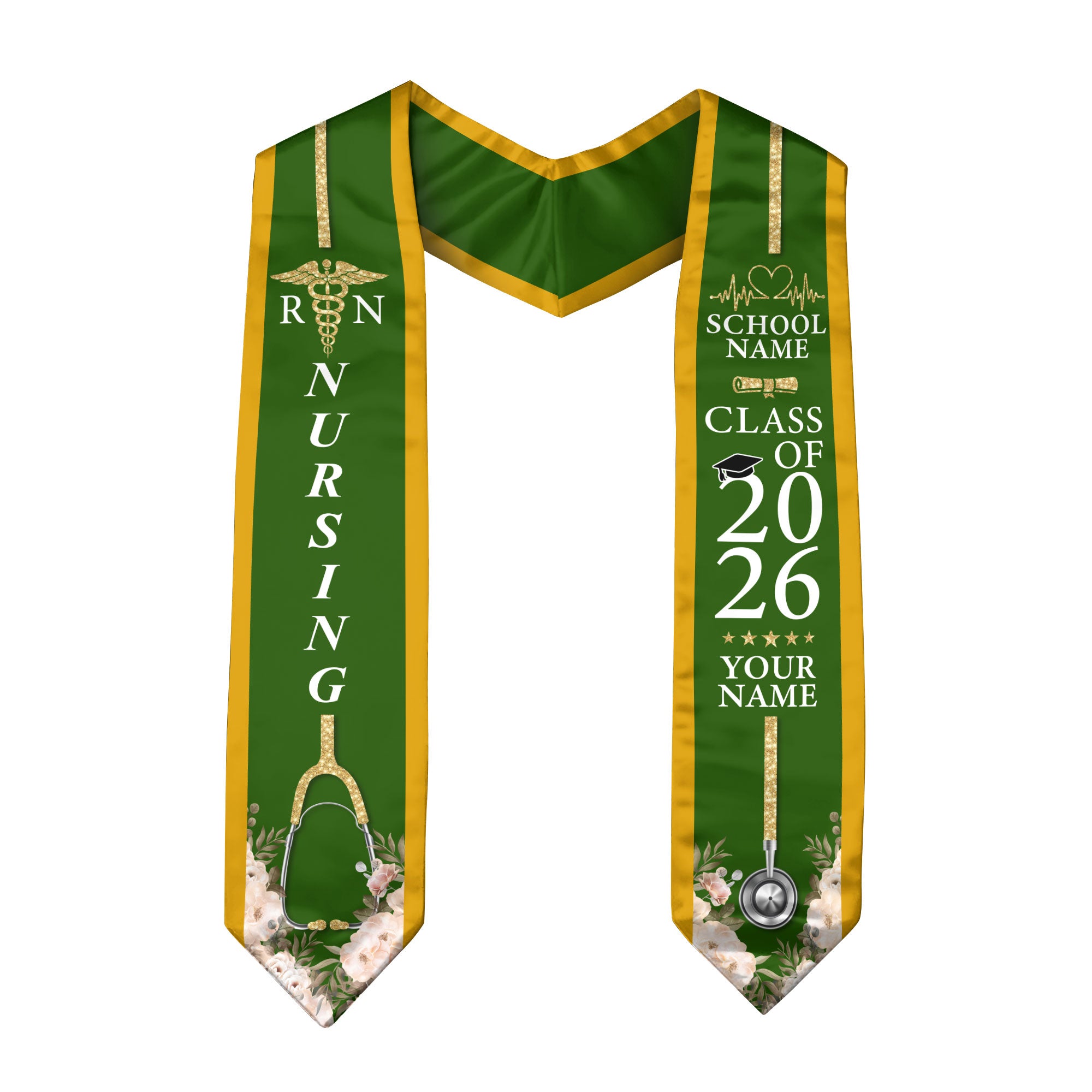 Customized Graduation Stole for Nursing Students, RN BSN Nurse Ceremony Sash for Class of 2026