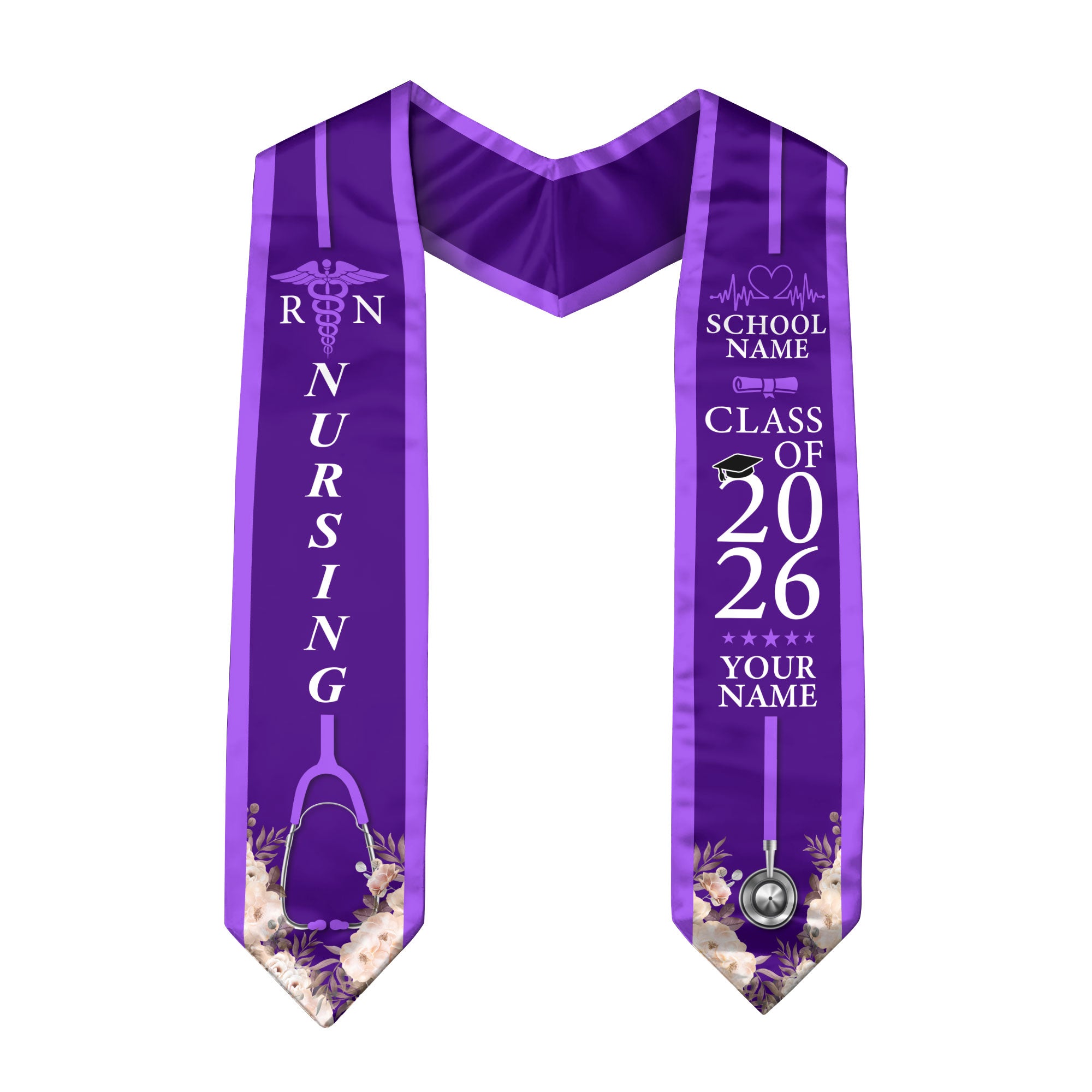 Customized Graduation Stole for Nursing Students, RN BSN Nurse Ceremony Sash for Class of 2026