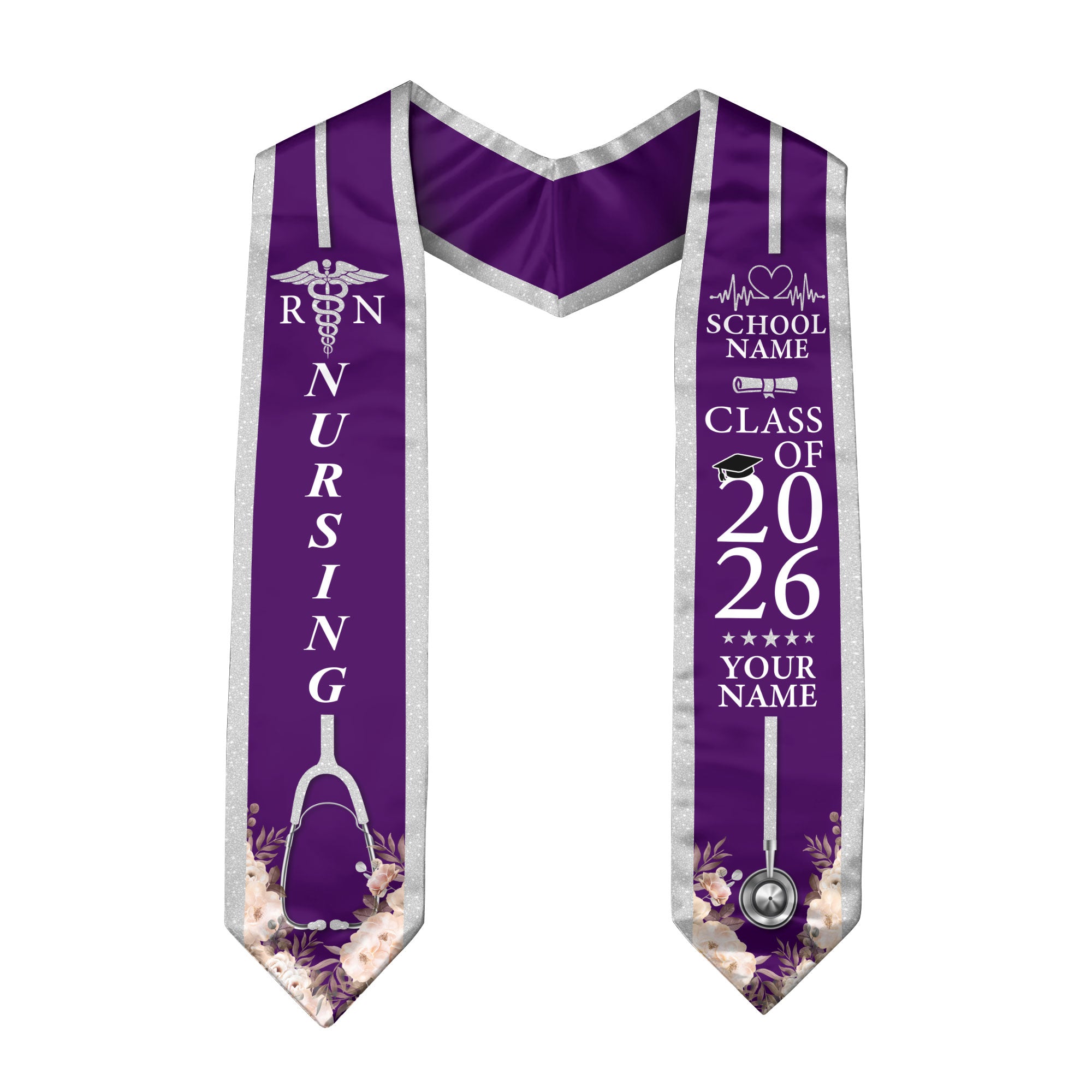 Customized Graduation Stole for Nursing Students, RN BSN Nurse Ceremony Sash for Class of 2026