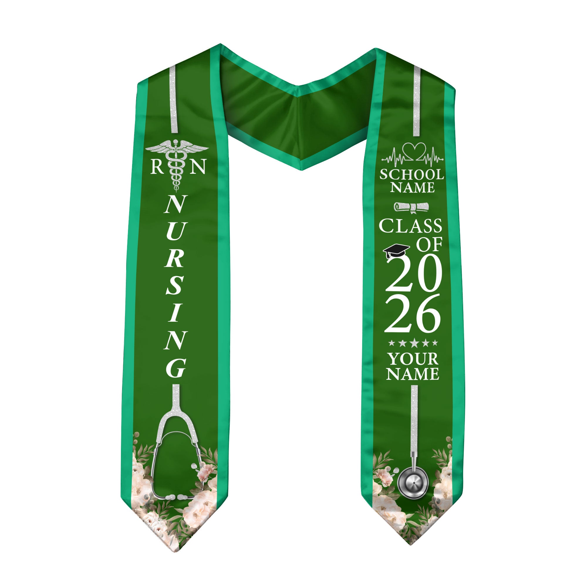 Customized Graduation Stole for Nursing Students, RN BSN Nurse Ceremony Sash for Class of 2026