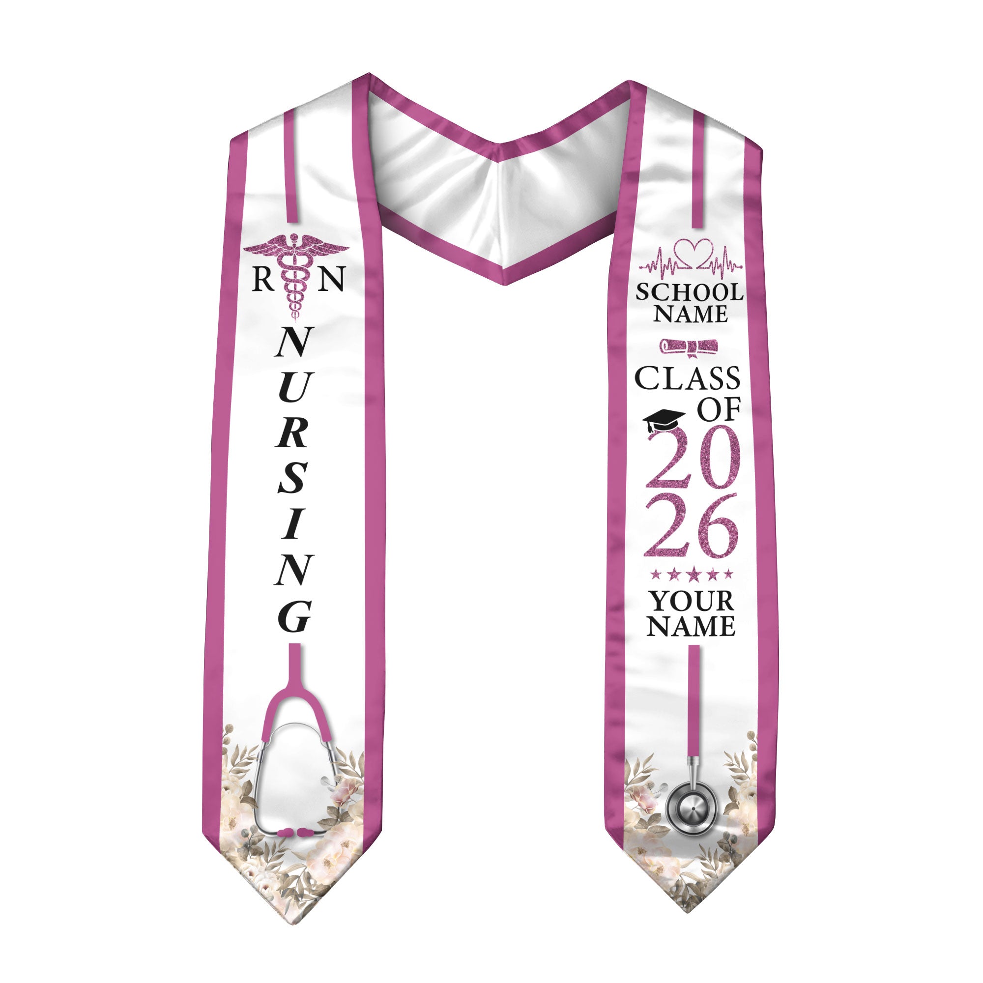 Customized Graduation Stole for Nursing Students, RN BSN Nurse Ceremony Sash for Class of 2026