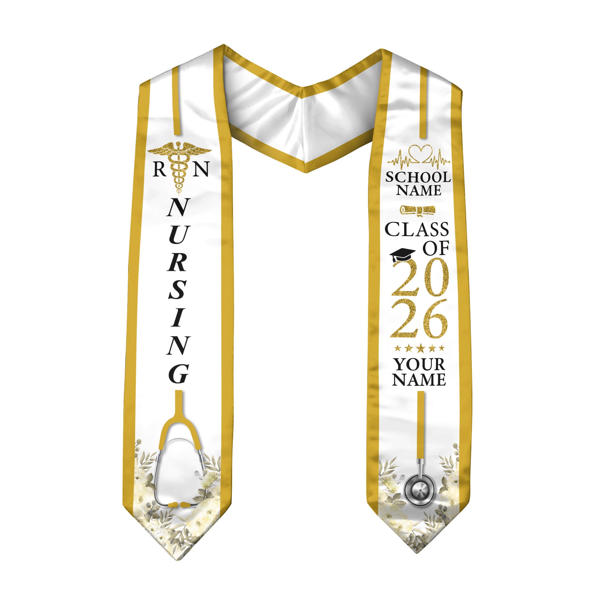Customized Graduation Stole for Nursing Students, RN BSN Nurse Ceremony Sash for Class of 2026