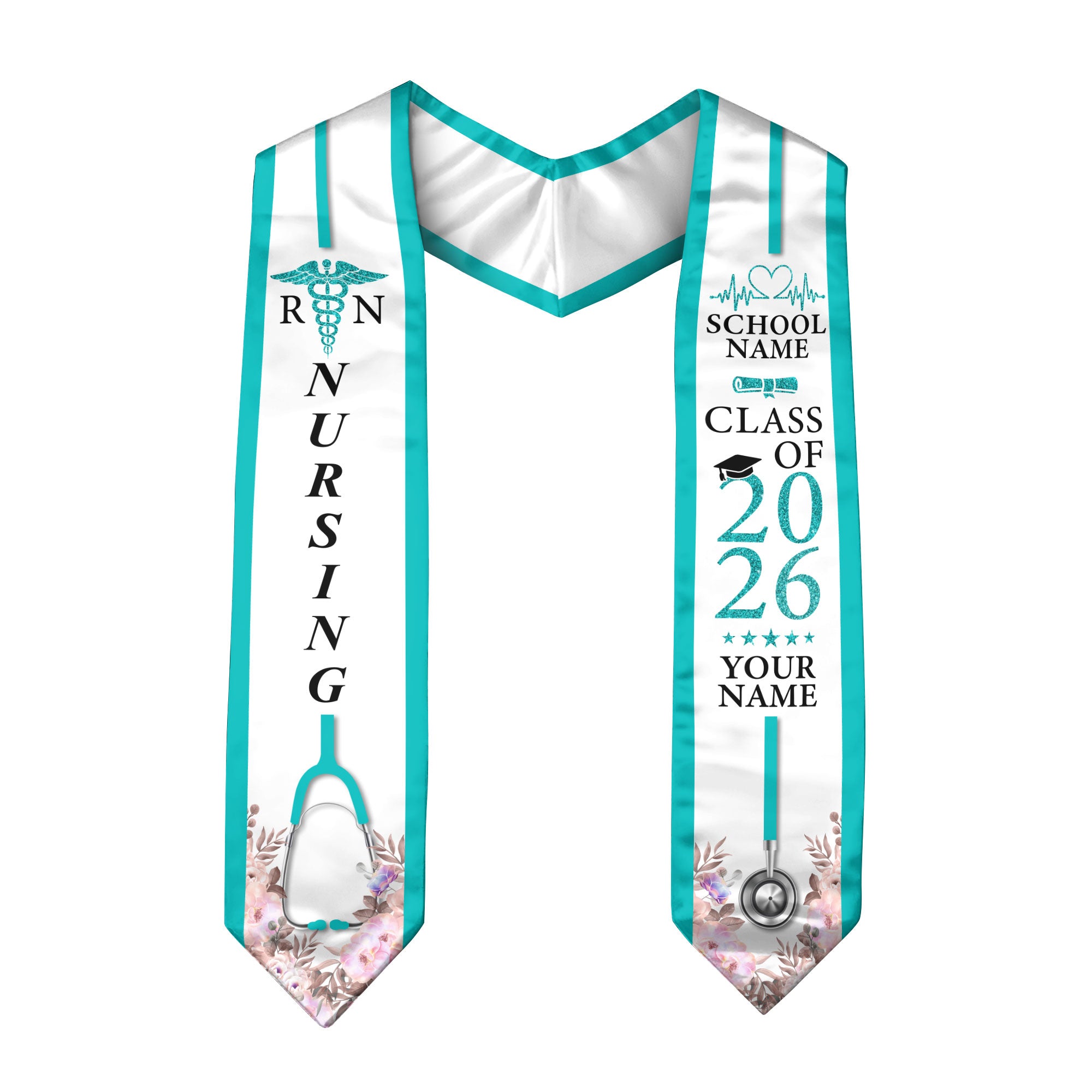 Customized Graduation Stole for Nursing Students, RN BSN Nurse Ceremony Sash for Class of 2026
