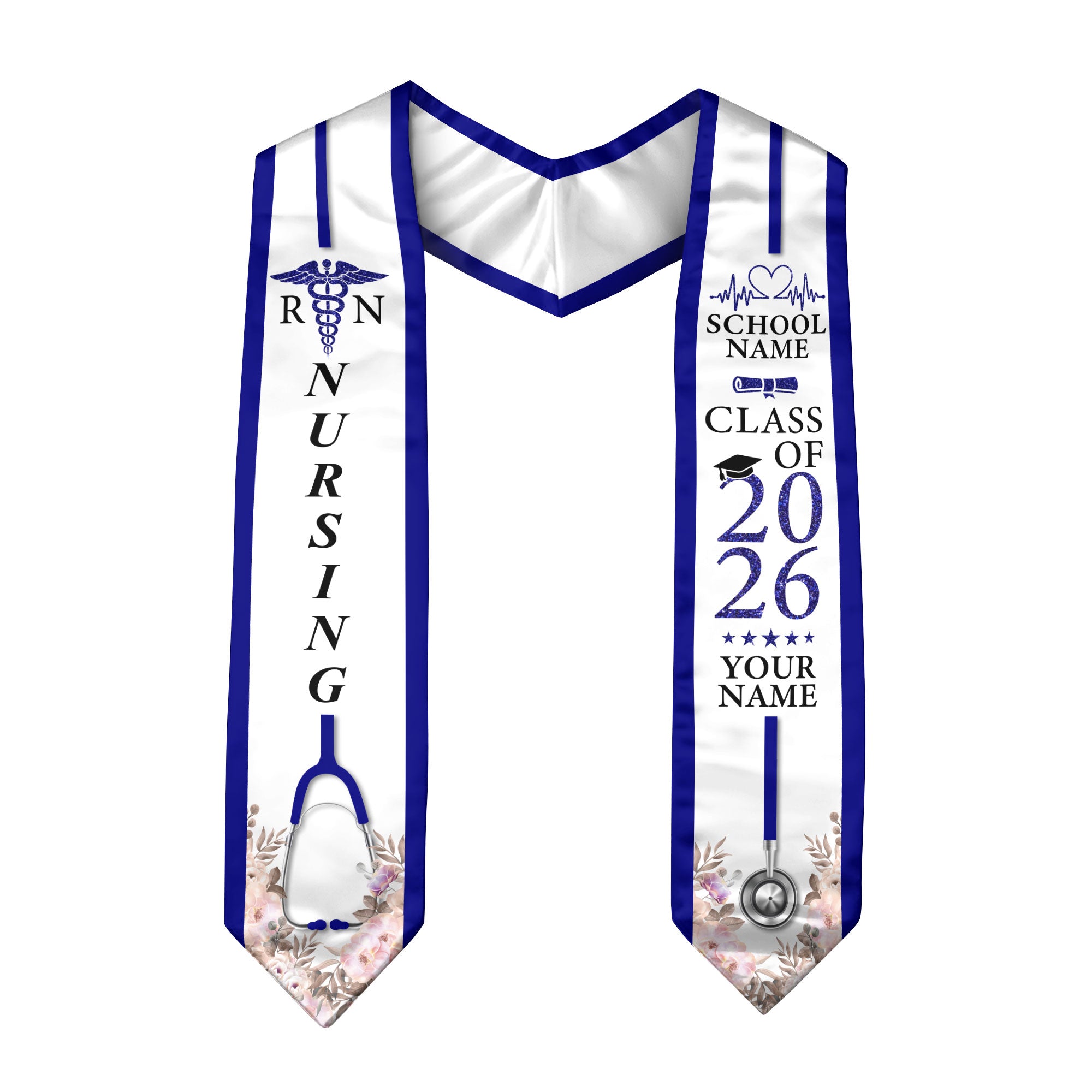 Customized Graduation Stole for Nursing Students, RN BSN Nurse Ceremony Sash for Class of 2026