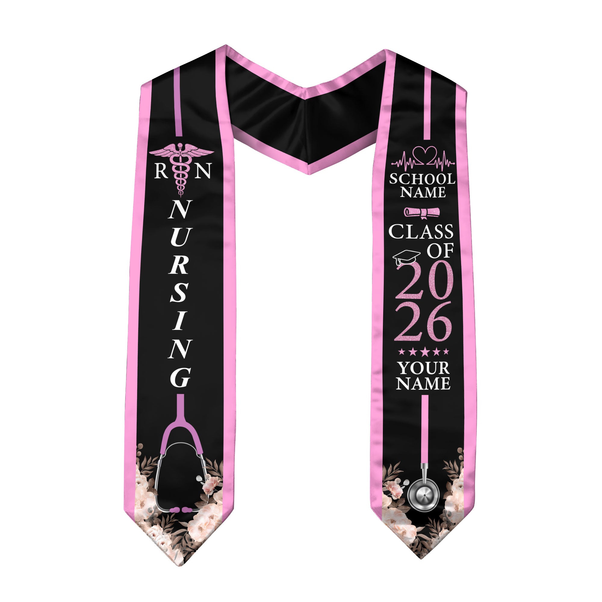 Customized Graduation Stole for Nursing Students, RN BSN Nurse Ceremony Sash for Class of 2026