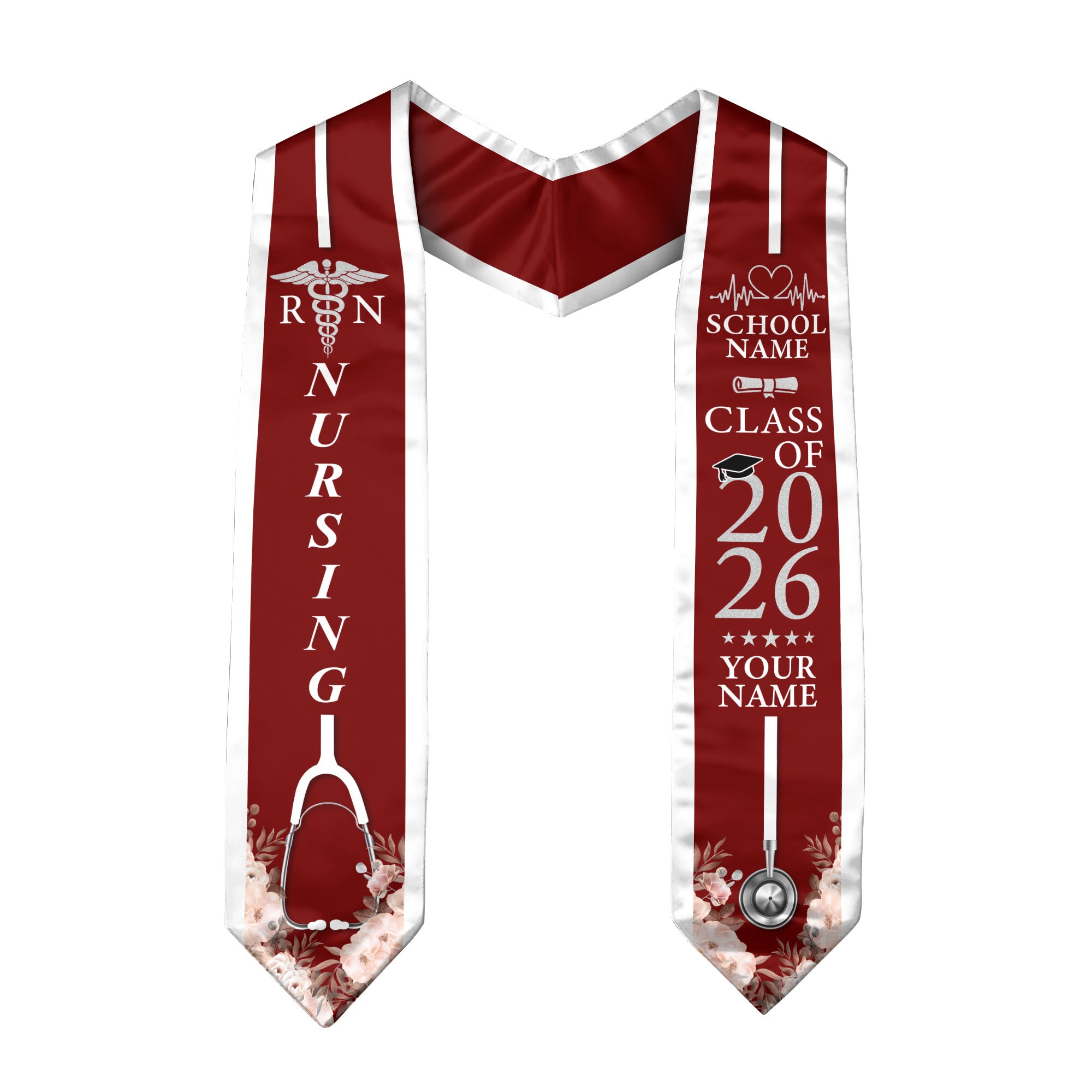Customized Graduation Stole for Nursing Students, RN BSN Nurse Ceremony Sash for Class of 2026