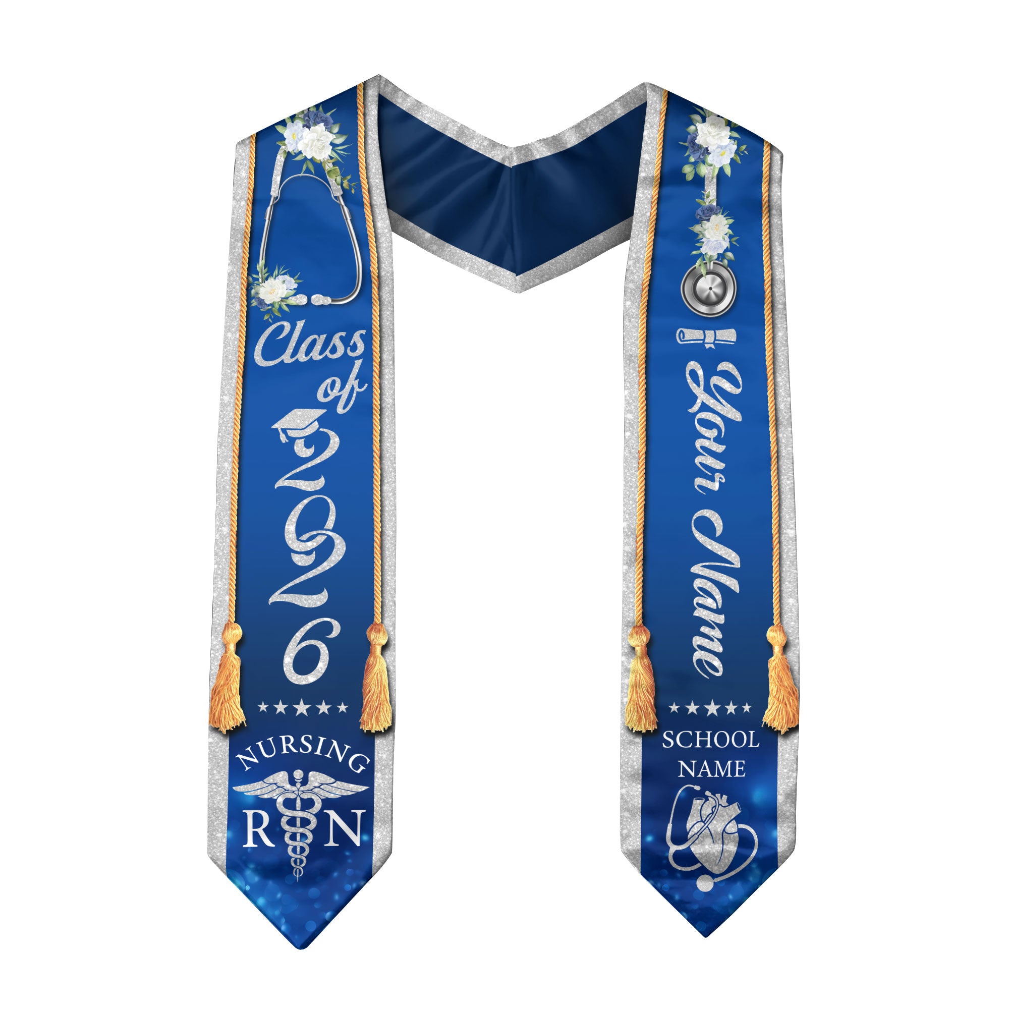 Customized RN Nurse Graduation Stole Highlighting Nursing Achievement, Graduation Sash 2026