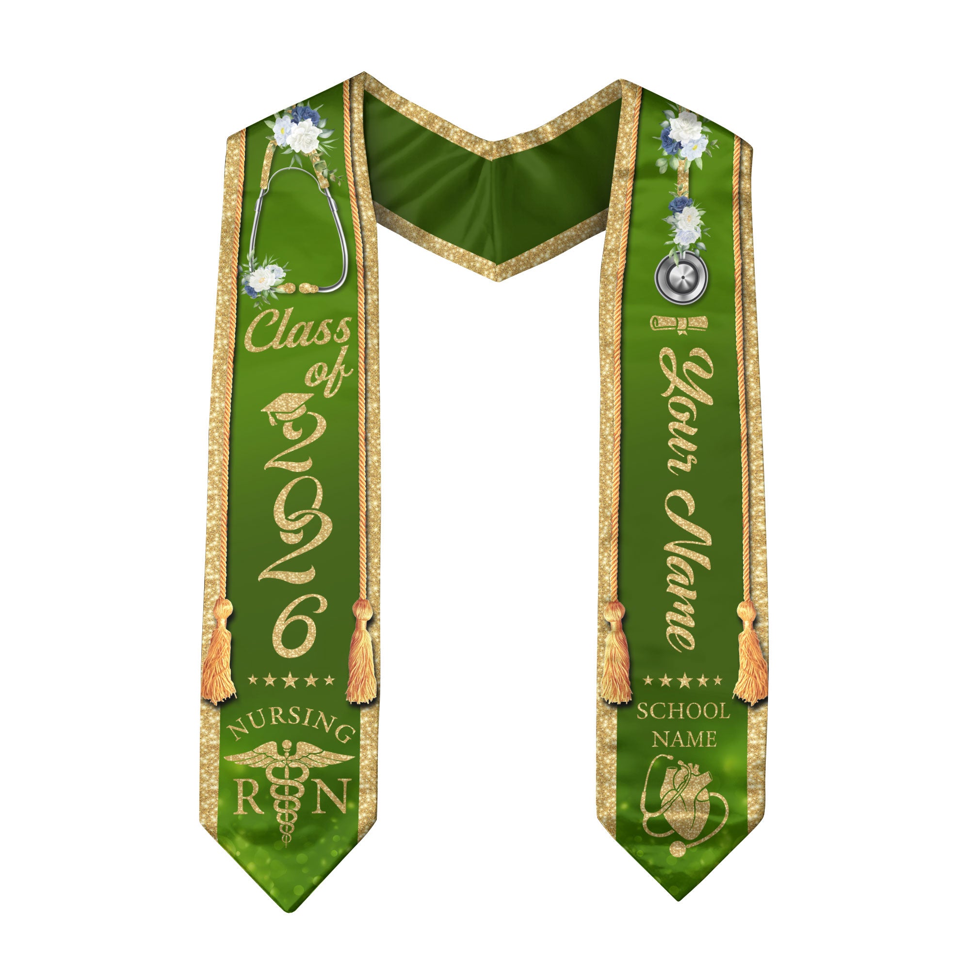 Customized RN Nurse Graduation Stole Highlighting Nursing Achievement, Graduation Sash 2026