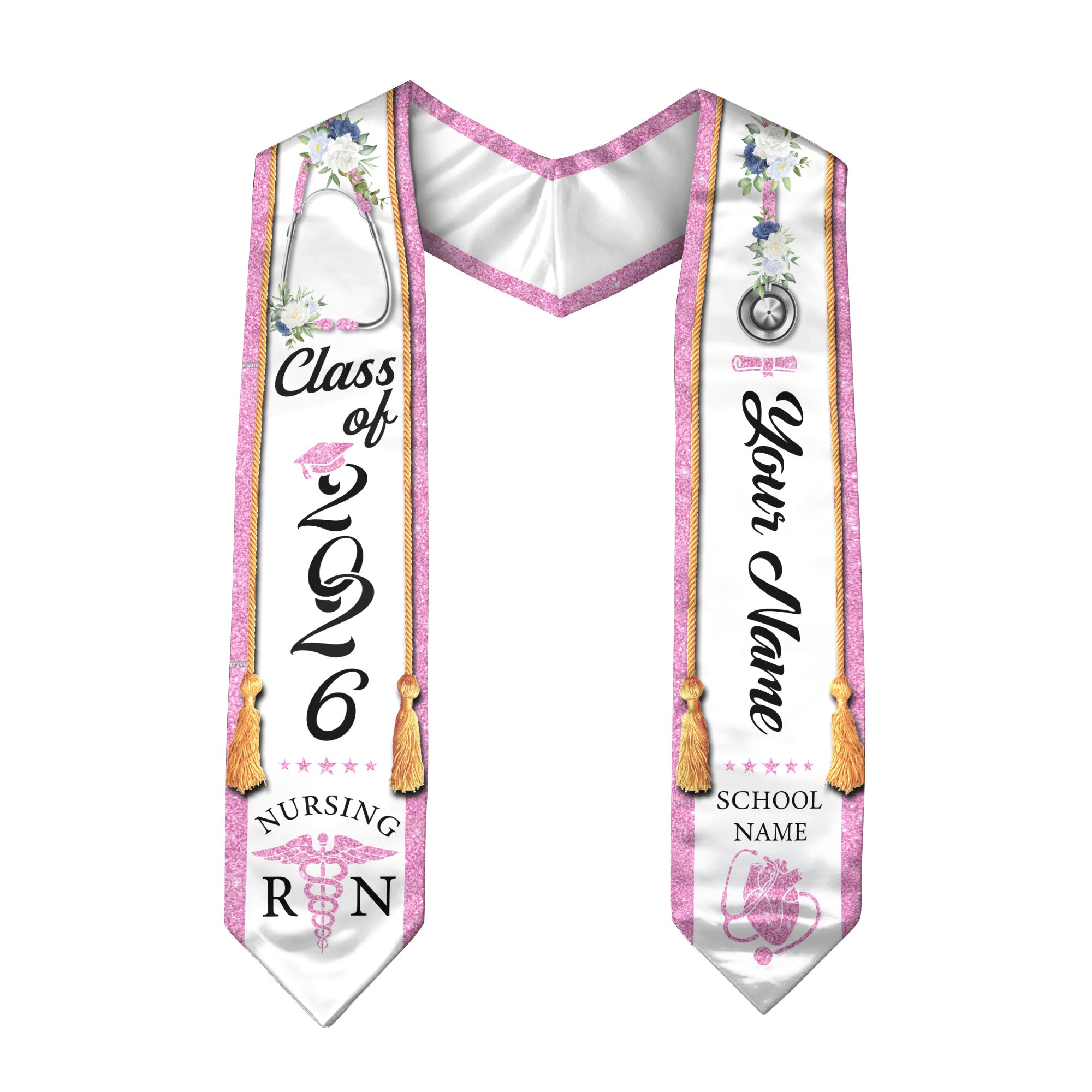 Customized RN Nurse Graduation Stole Highlighting Nursing Achievement, Graduation Sash 2026