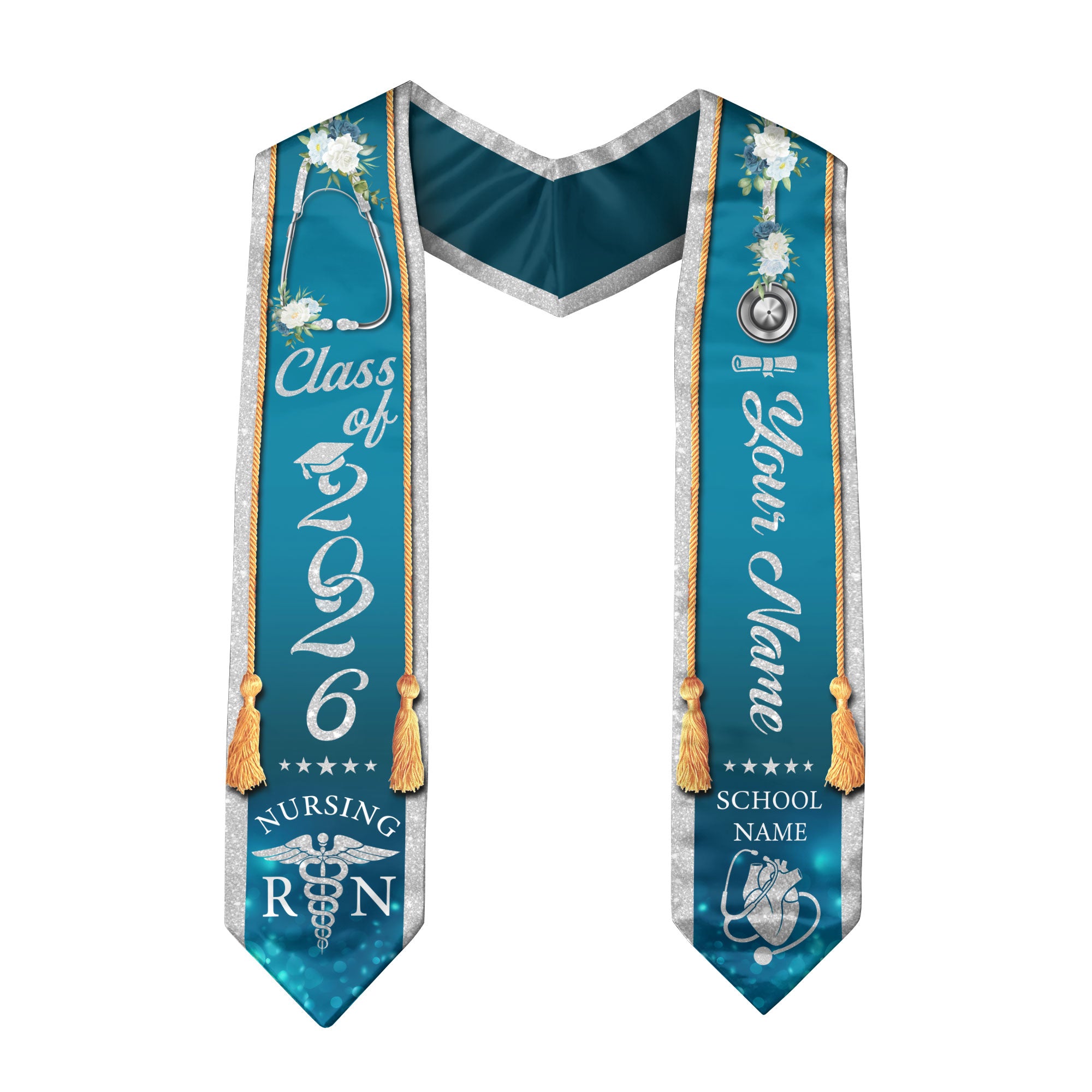 Customized RN Nurse Graduation Stole Highlighting Nursing Achievement, Graduation Sash 2026