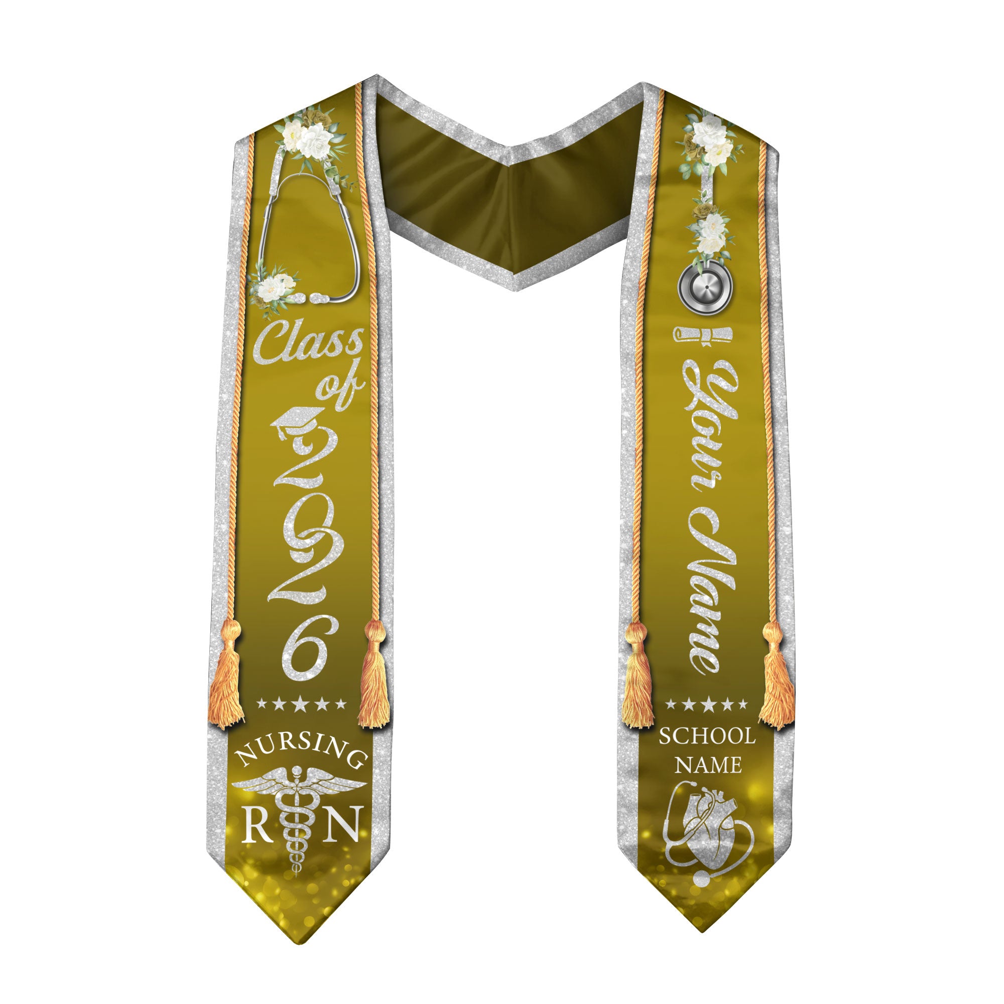 Customized RN Nurse Graduation Stole Highlighting Nursing Achievement, Graduation Sash 2026