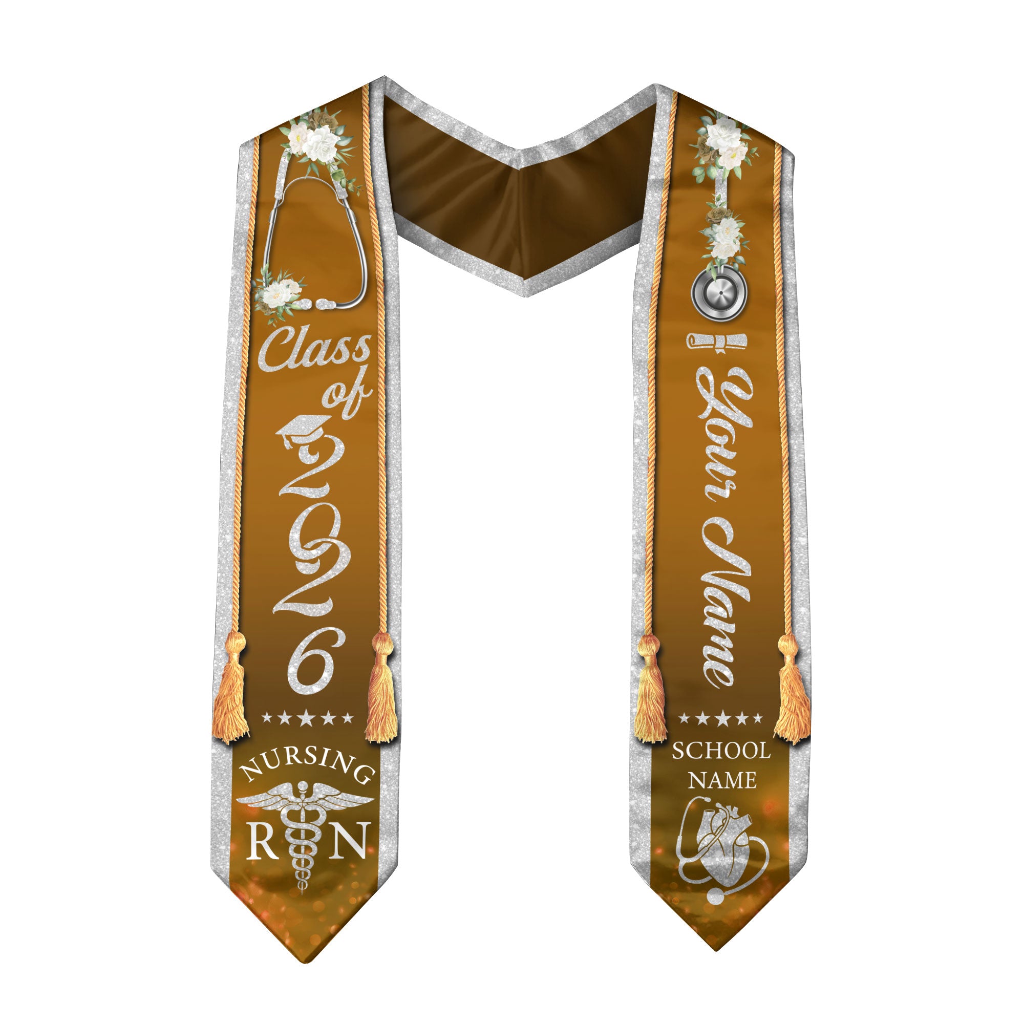 Customized RN Nurse Graduation Stole Highlighting Nursing Achievement, Graduation Sash 2026