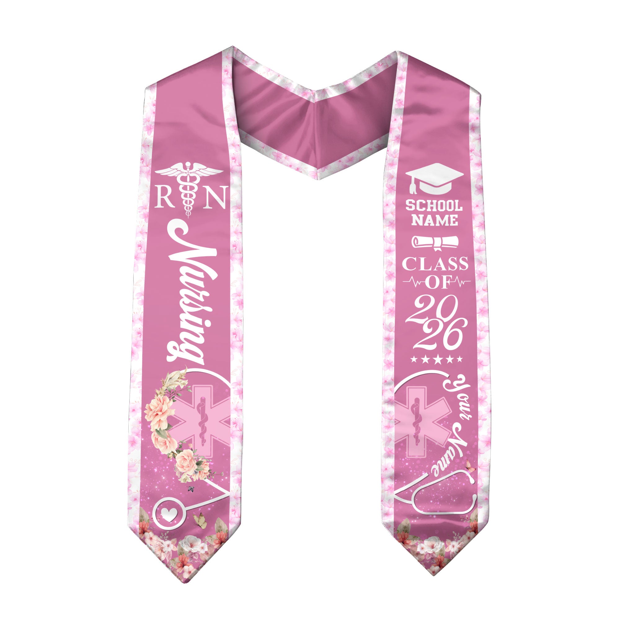 Customized Nursing Graduation Stole for Healthcare Graduates, RN Ceremony Sash Class of 2026